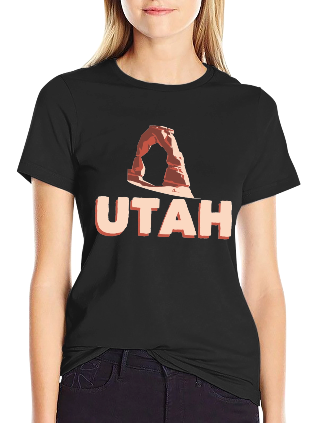 Utah Arch Graphic Tee - Black Cotton T-Shirt