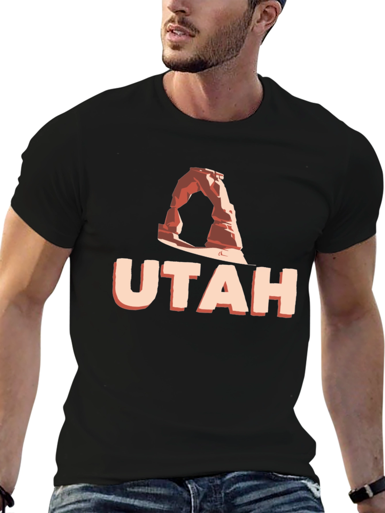 Utah Arch Graphic Tee - Black Cotton T-Shirt