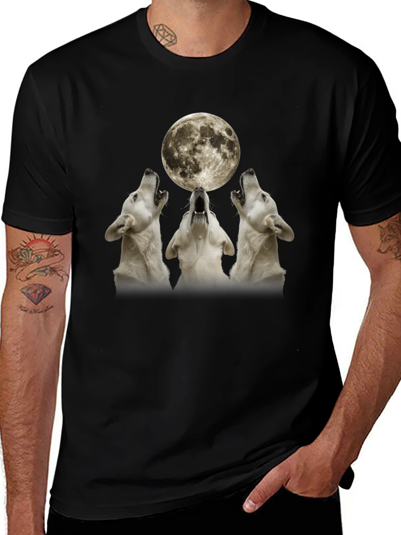 Wolf Moon Graphic T-Shirt - Black