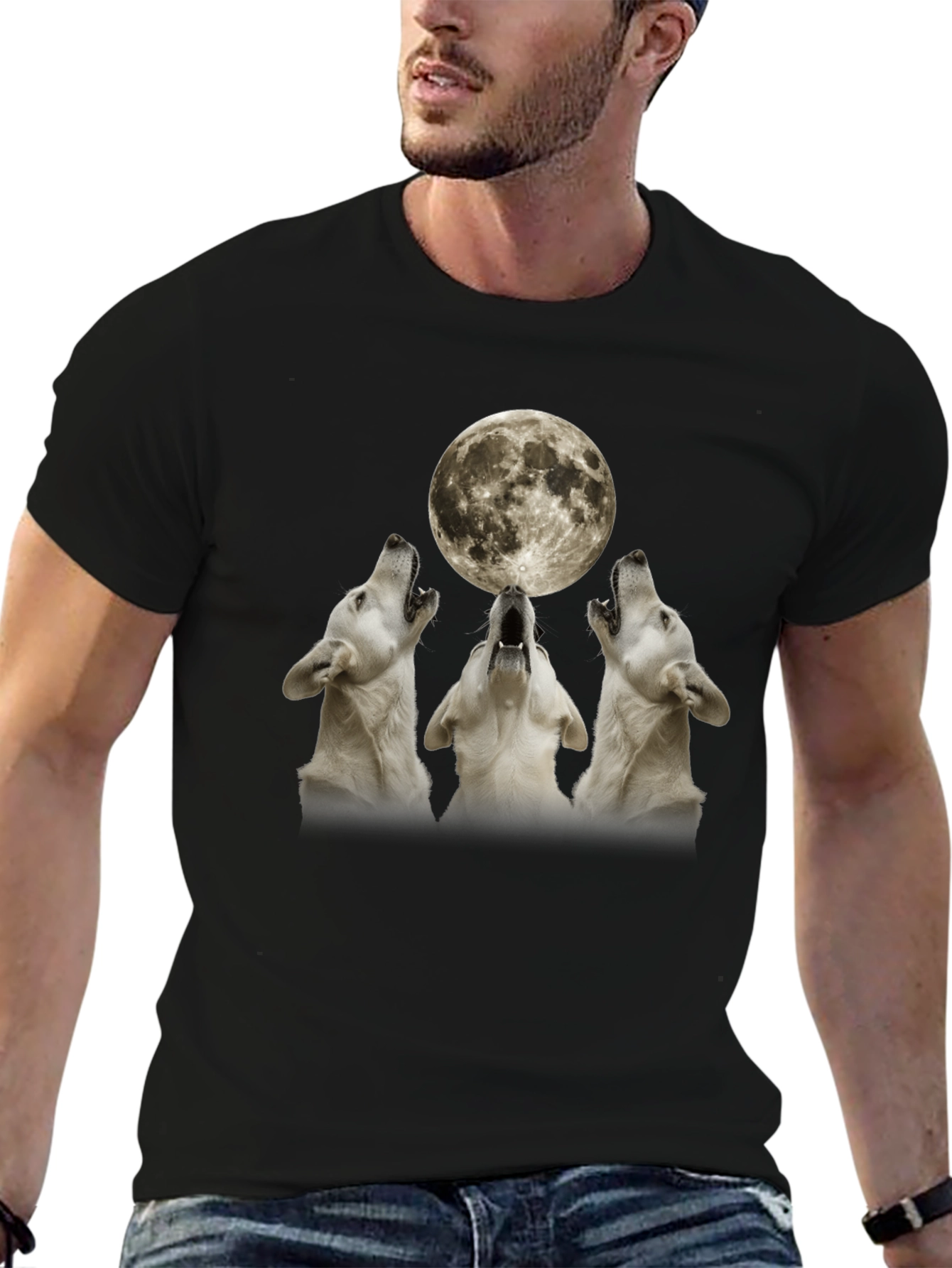 Wolf Moon Graphic T-Shirt - Black