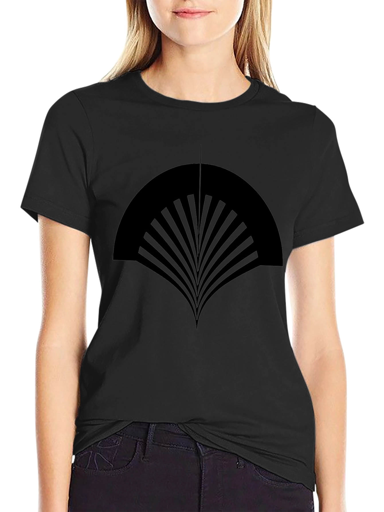 Abstract Fan Design Black T-Shirt