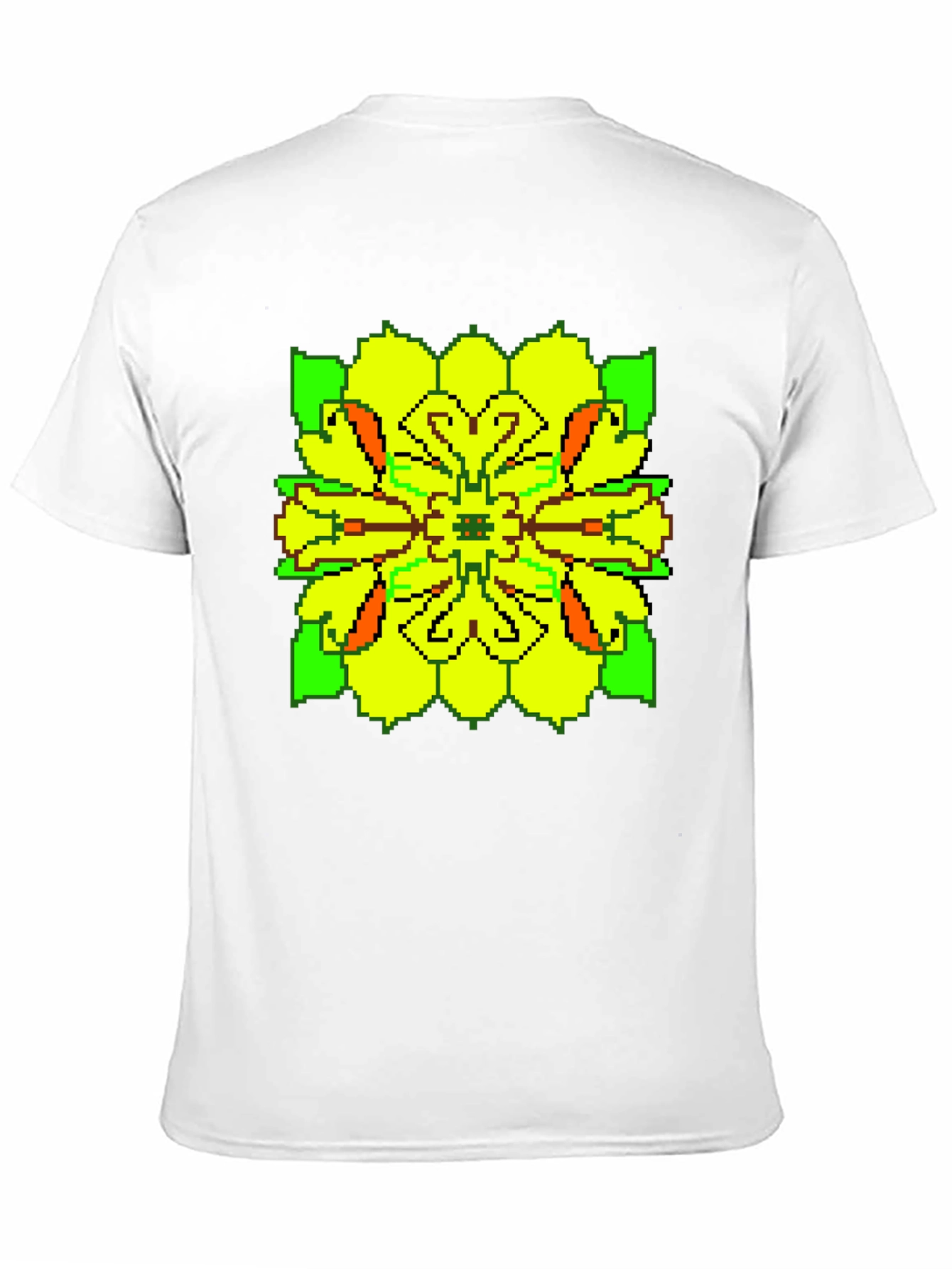 Pixelated Floral Graphic Tee - Retro Style