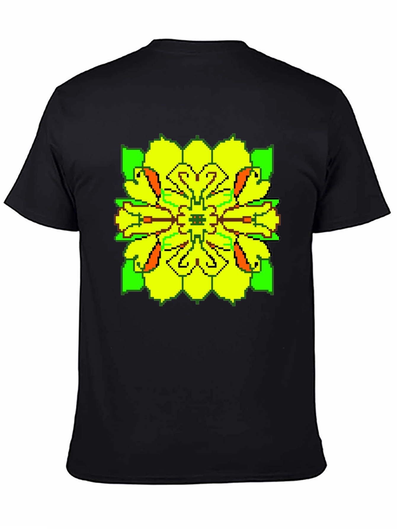 Pixelated Floral Graphic Tee - Retro Style
