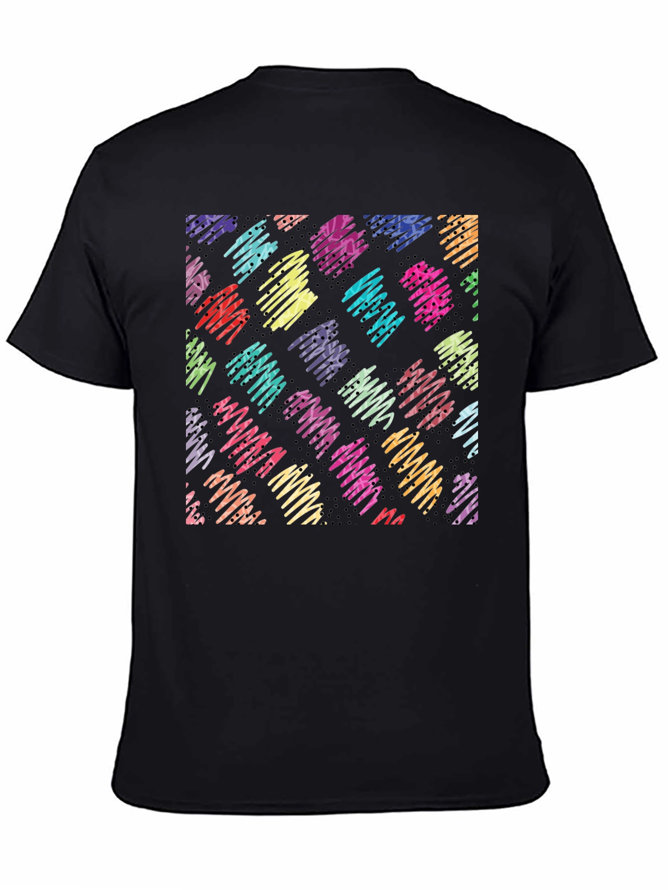 Abstract Scribble Pattern Black T-Shirt