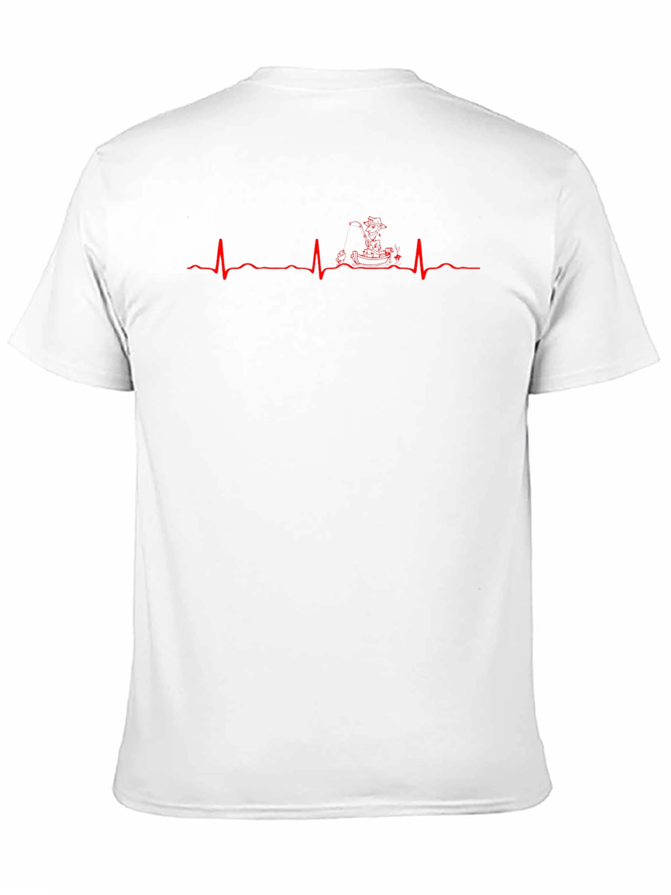 Black T-Shirt with Red Heartbeat Pirate Ship Design