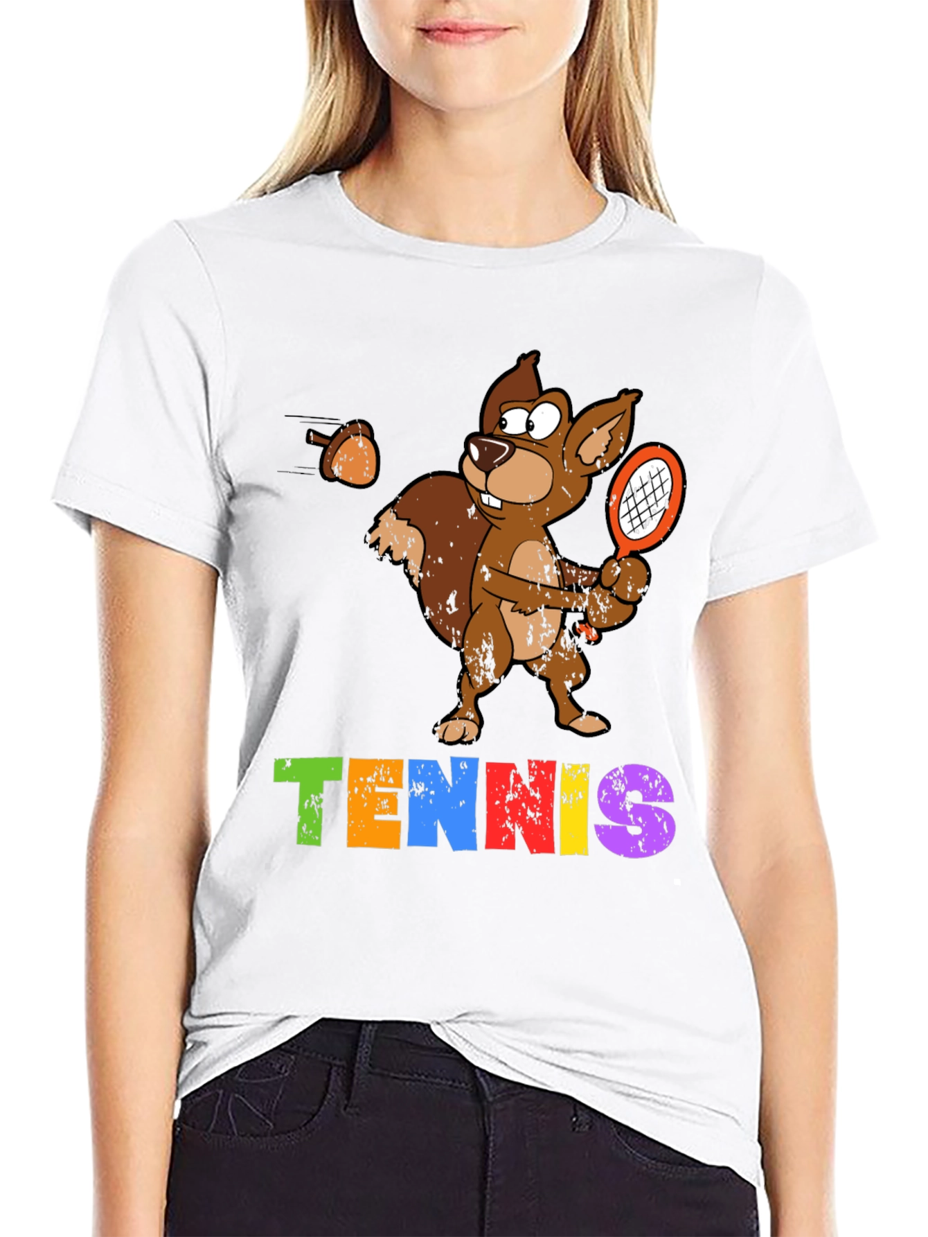 Tennis Squirrel Graphic T-Shirt - Funny Sports Tee