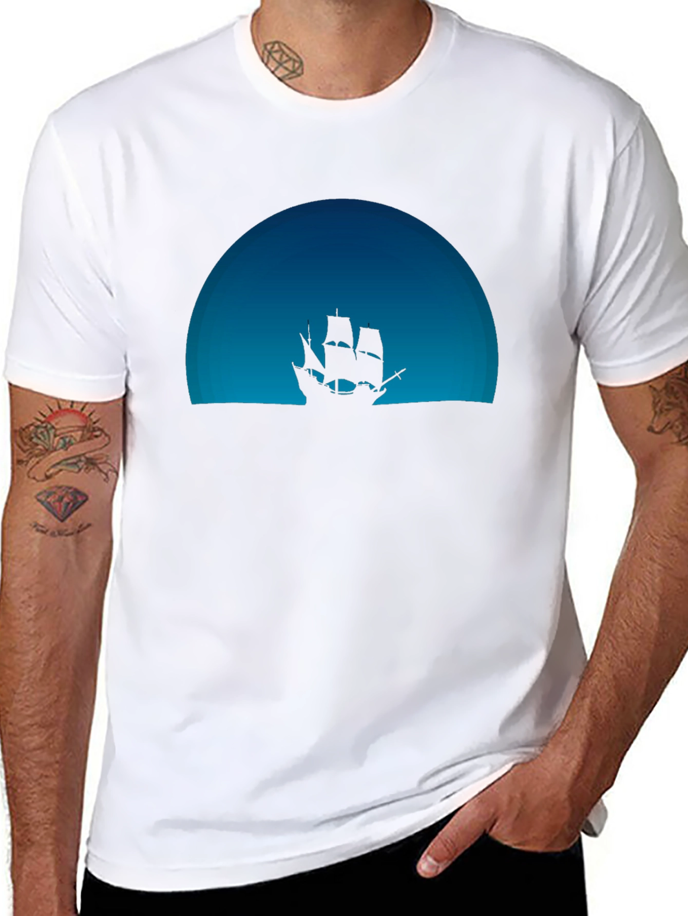 Nautical Sunset Graphic Tee - Mens Black T-Shirt