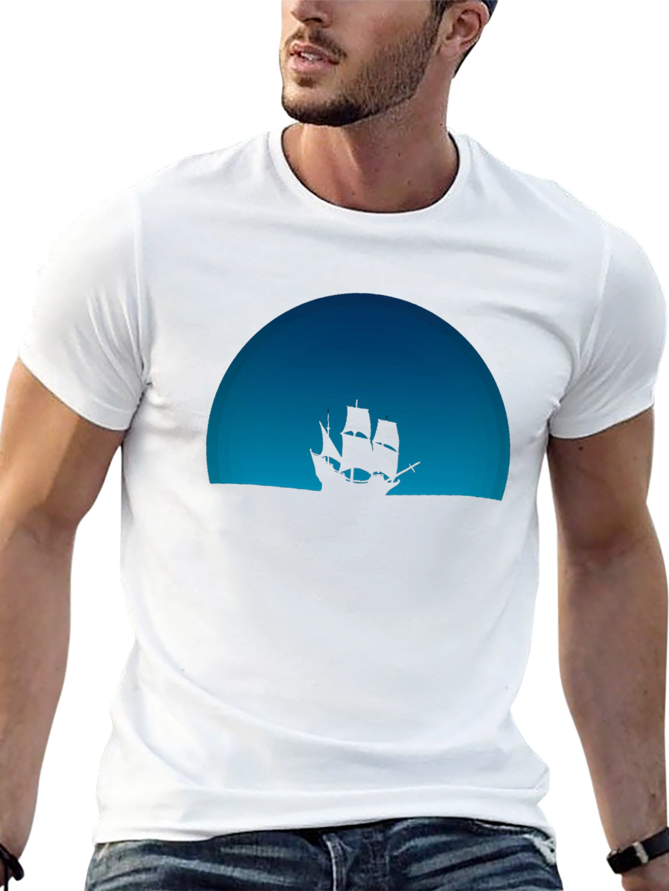Nautical Sunset Graphic Tee - Mens Black T-Shirt