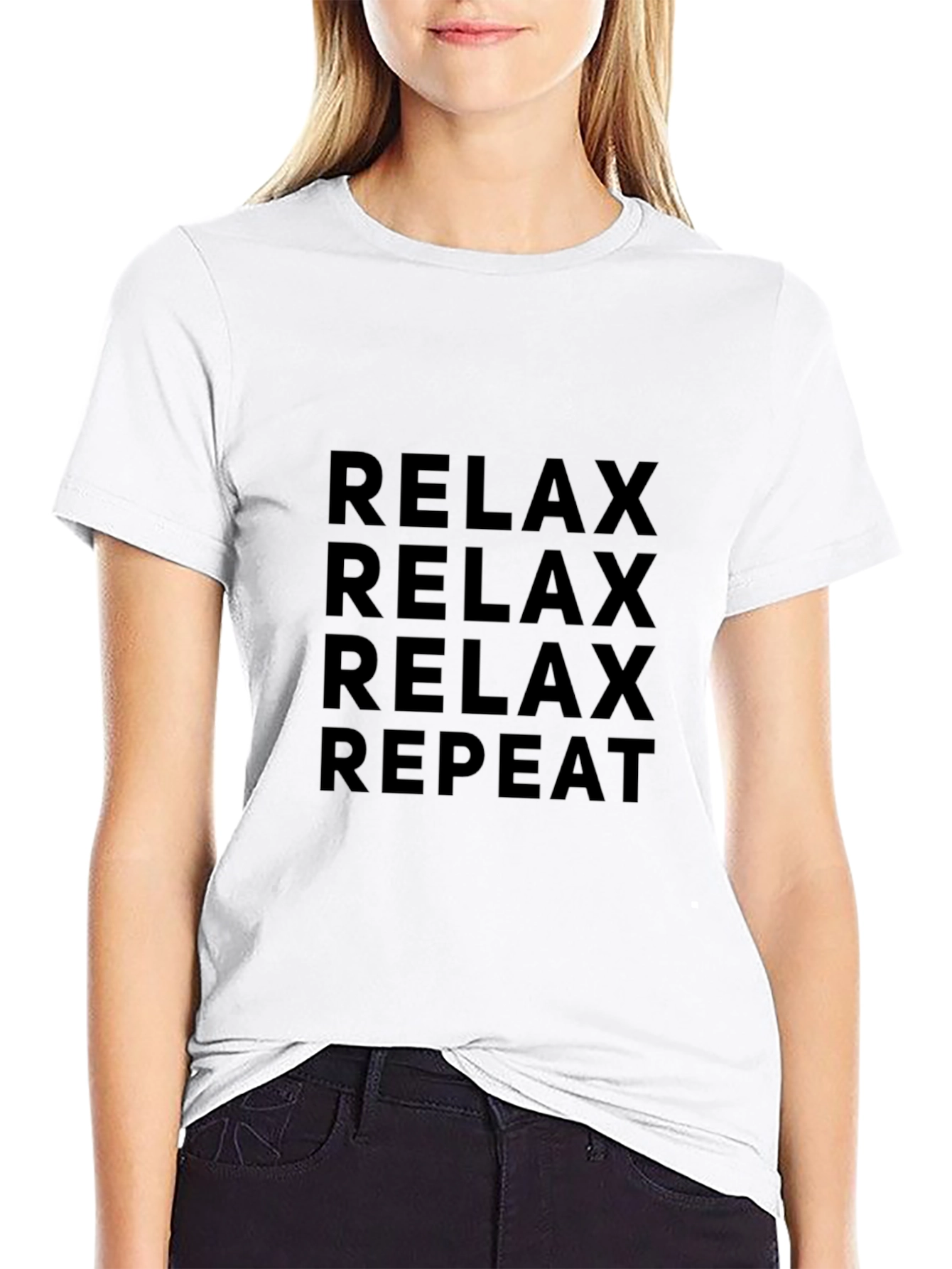 Relax Repeat Black T-Shirt