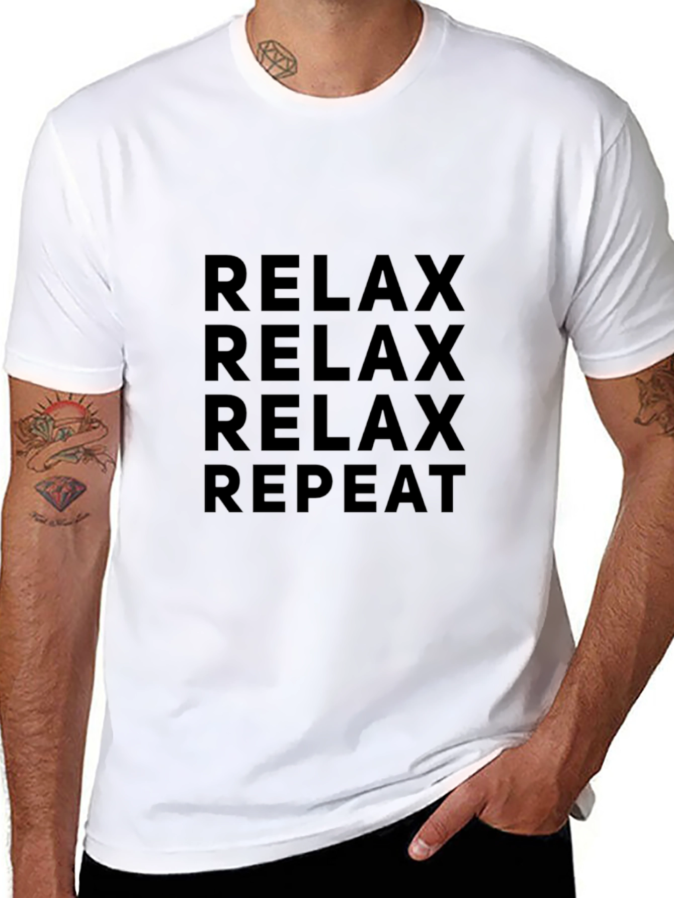 Relax Repeat Black T-Shirt
