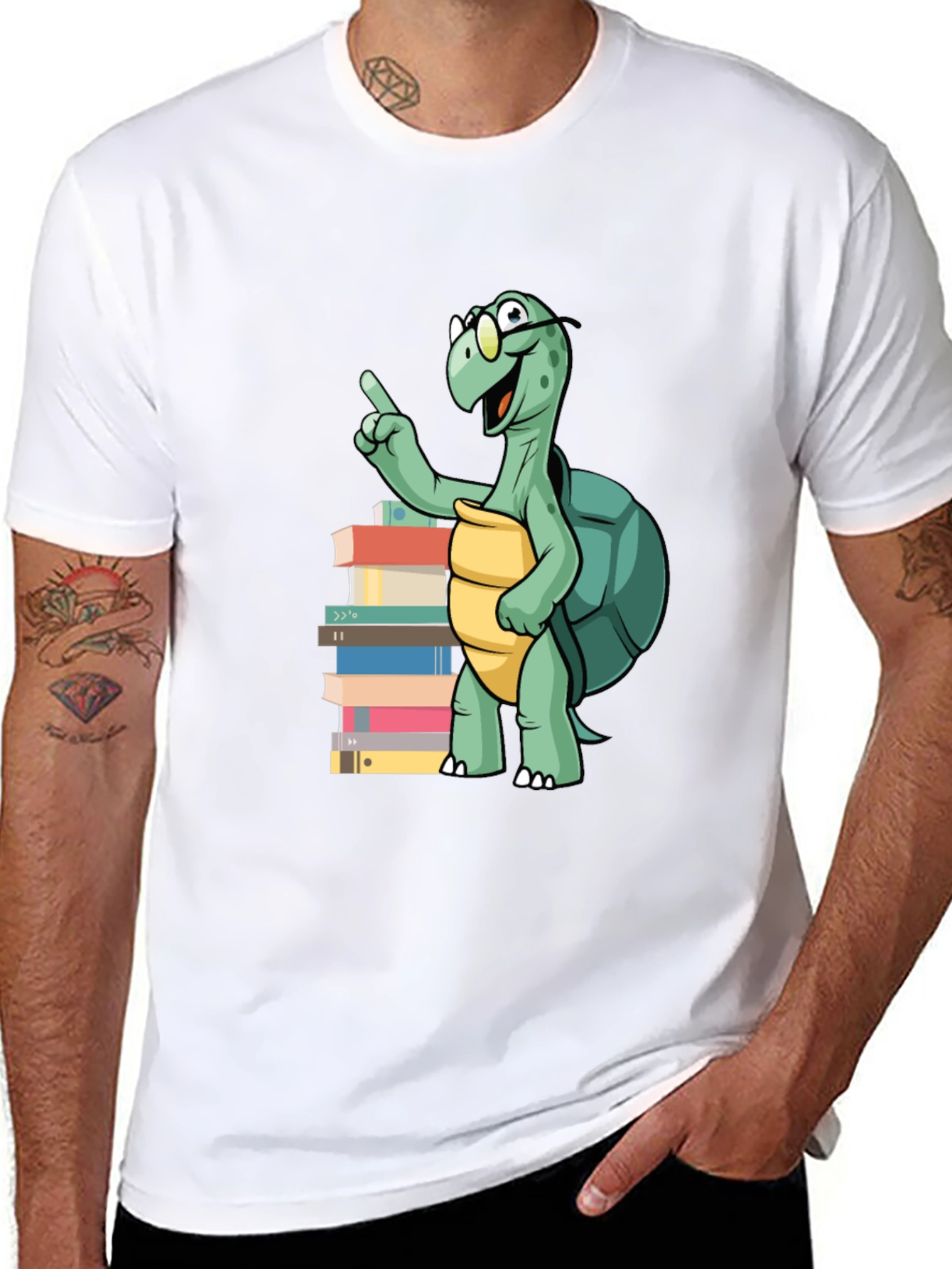 Bookworm Turtle Graphic Tee - Black