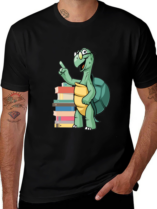 Bookworm Turtle Graphic Tee - Black