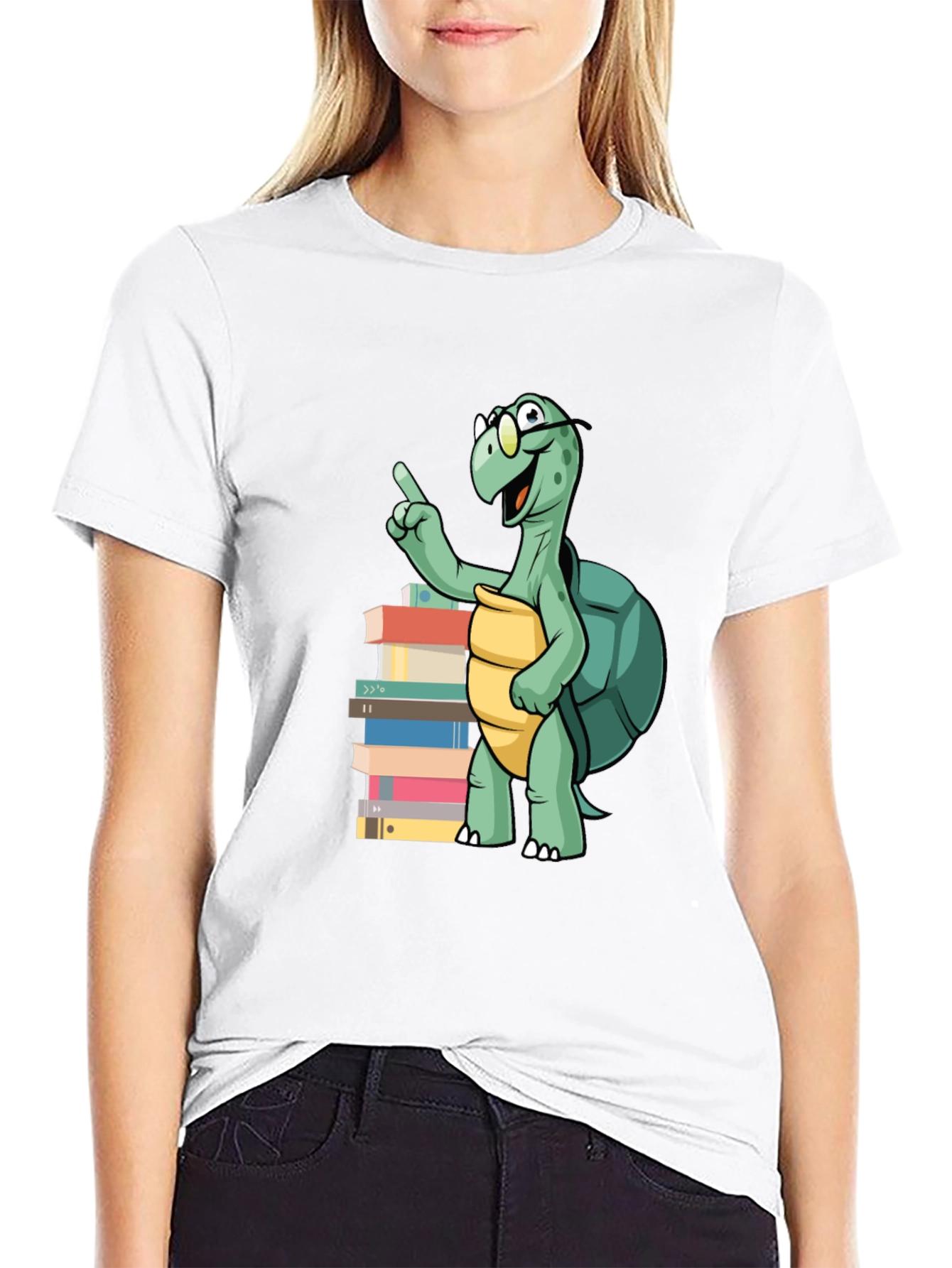 Bookworm Turtle Graphic Tee - Black