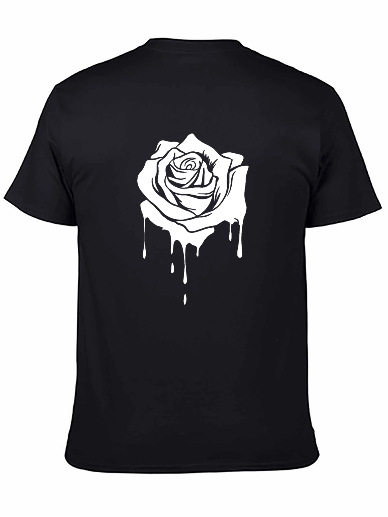 Rose Drip Graphic Tee - Cool Black Cotton T-Shirt