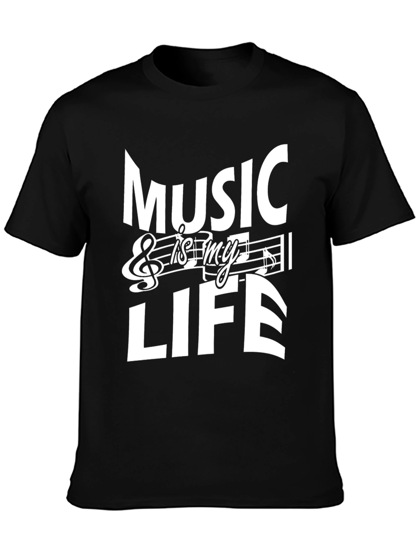Music is My Life Black Graphic Tee