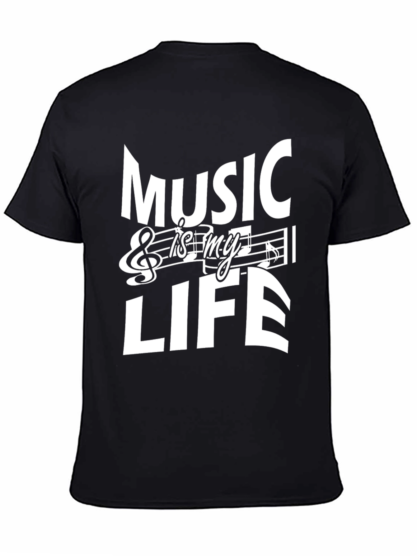 Music is My Life Black Graphic Tee