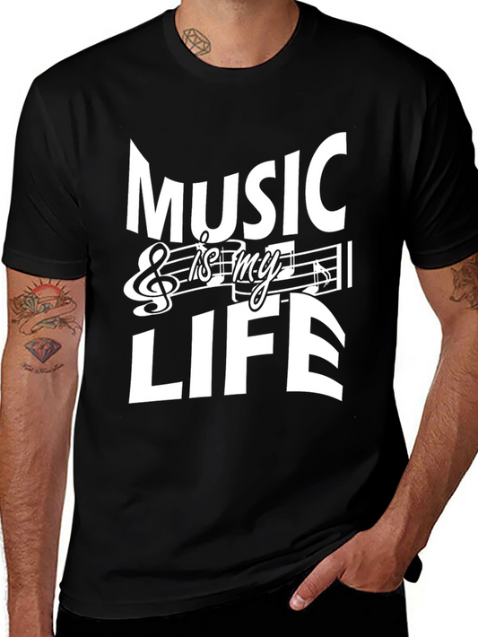 Music is My Life Black Graphic Tee