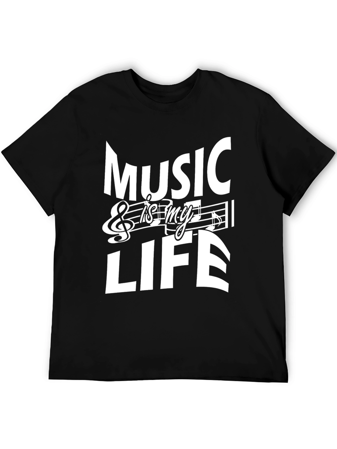 Music is My Life Black Graphic Tee