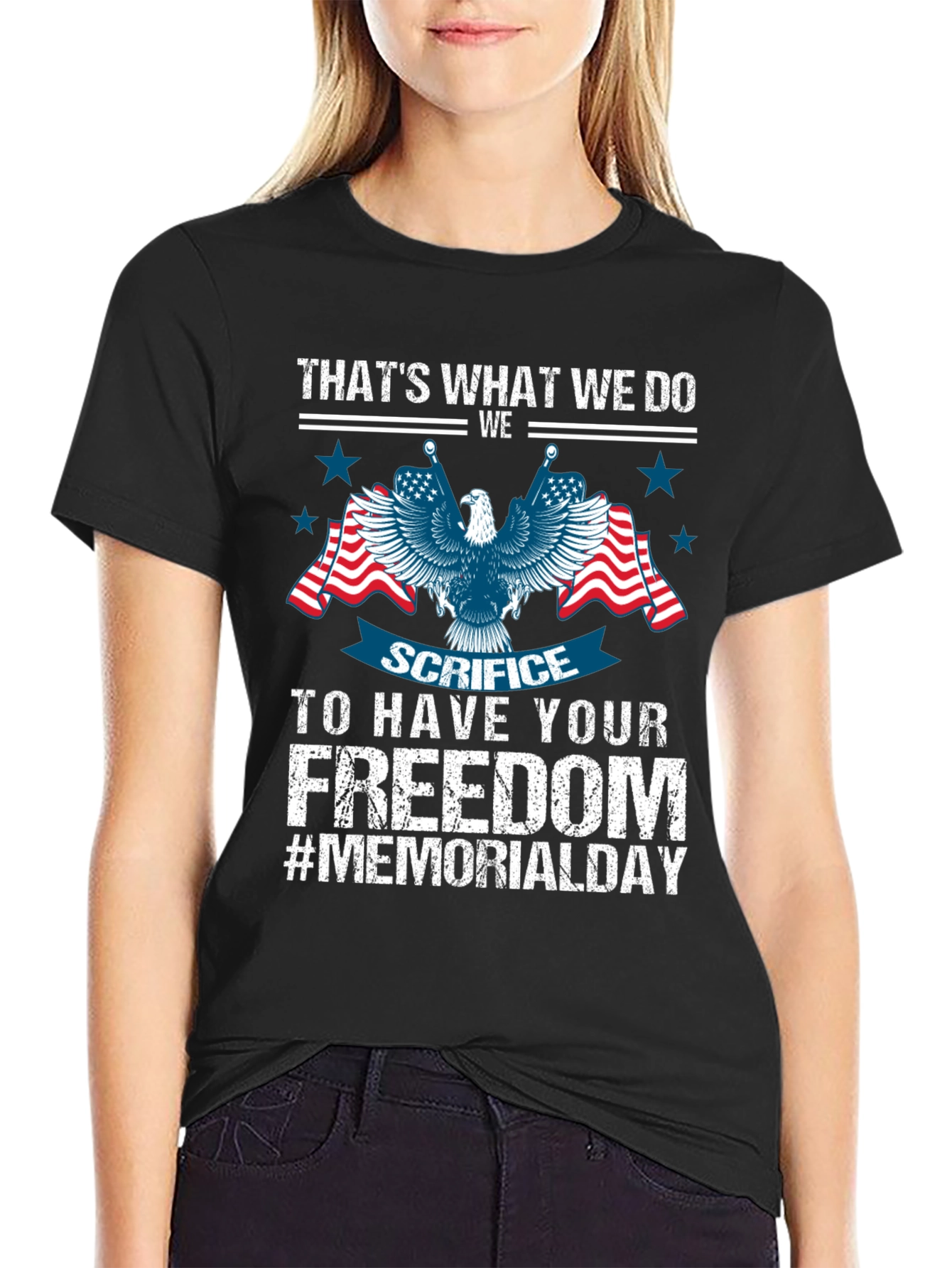 Memorial Day Eagle Graphic T-Shirt