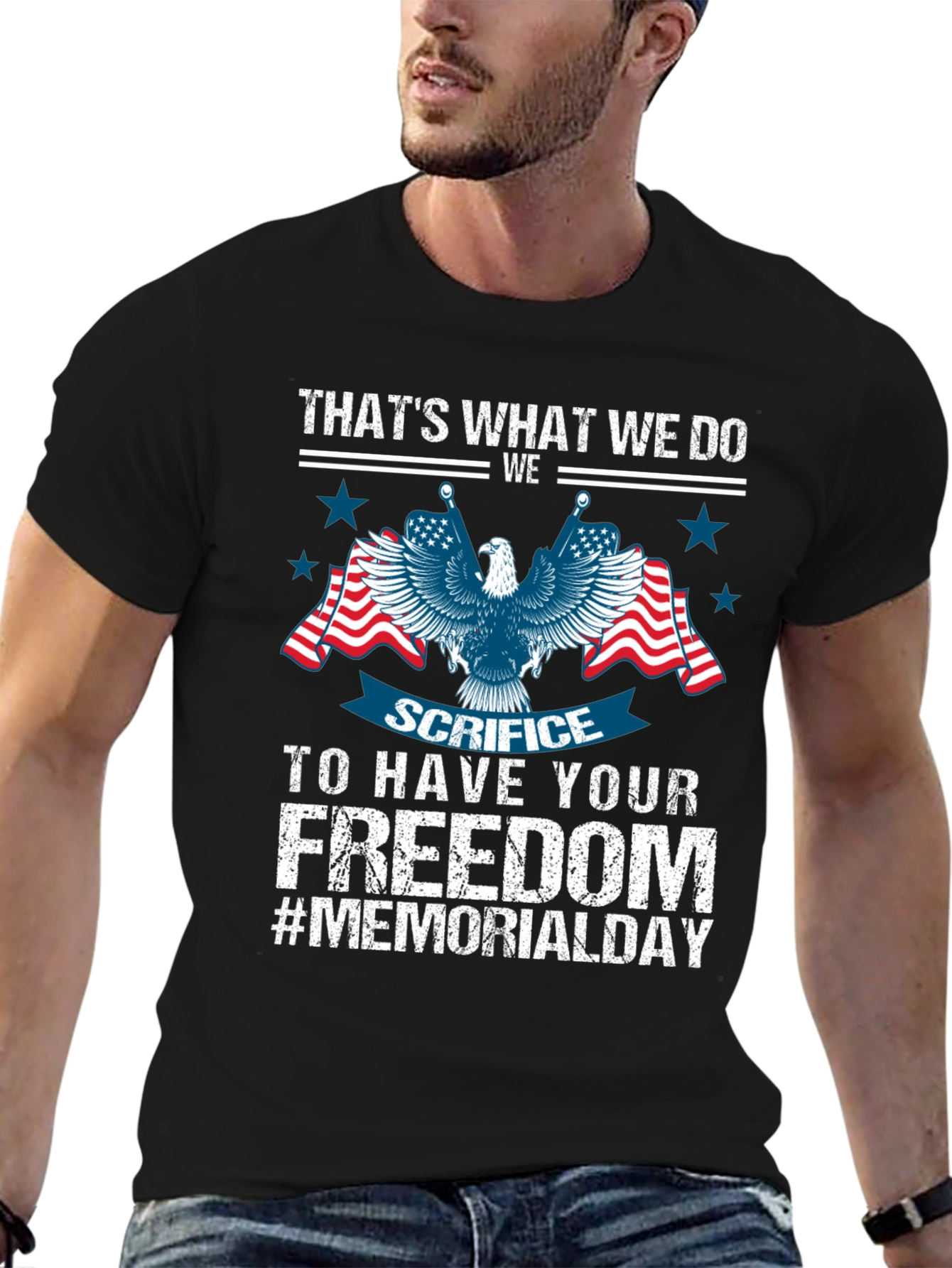 Memorial Day Eagle Graphic T-Shirt