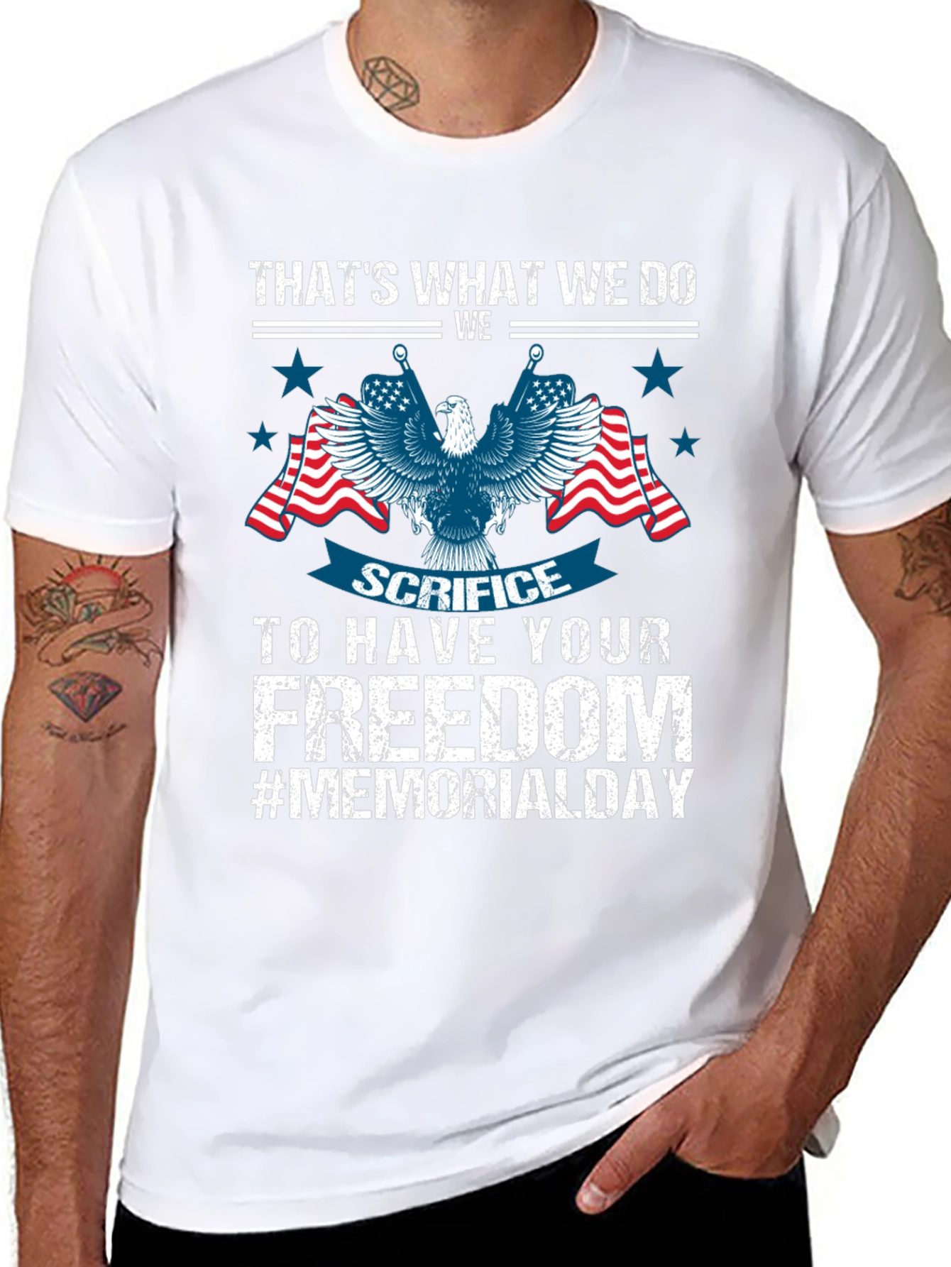 Memorial Day Eagle Graphic T-Shirt