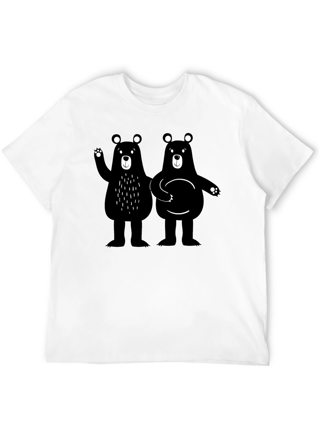 Bear Hugs Graphic Tee - Black Cotton Casual T-Shirt