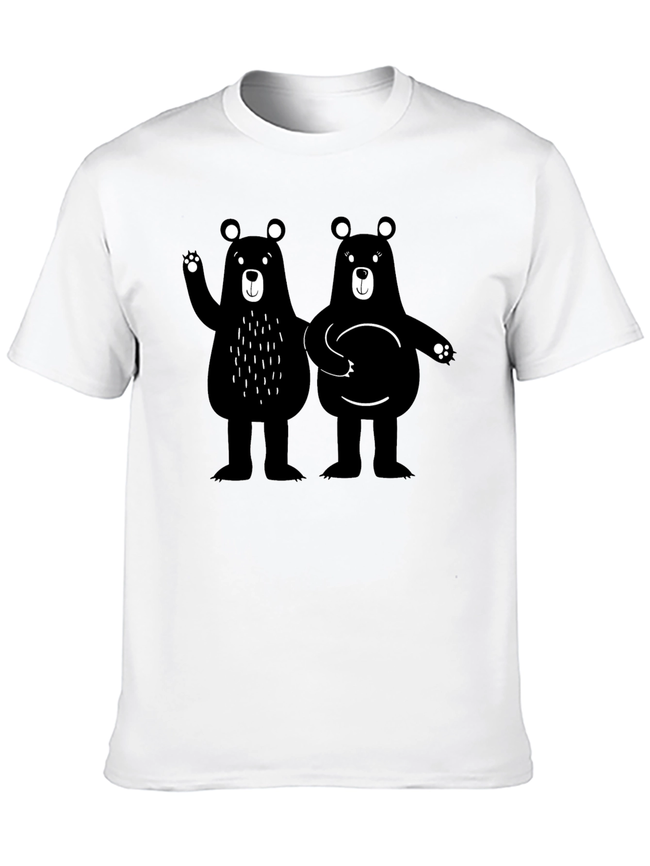 Bear Hugs Graphic Tee - Black Cotton Casual T-Shirt