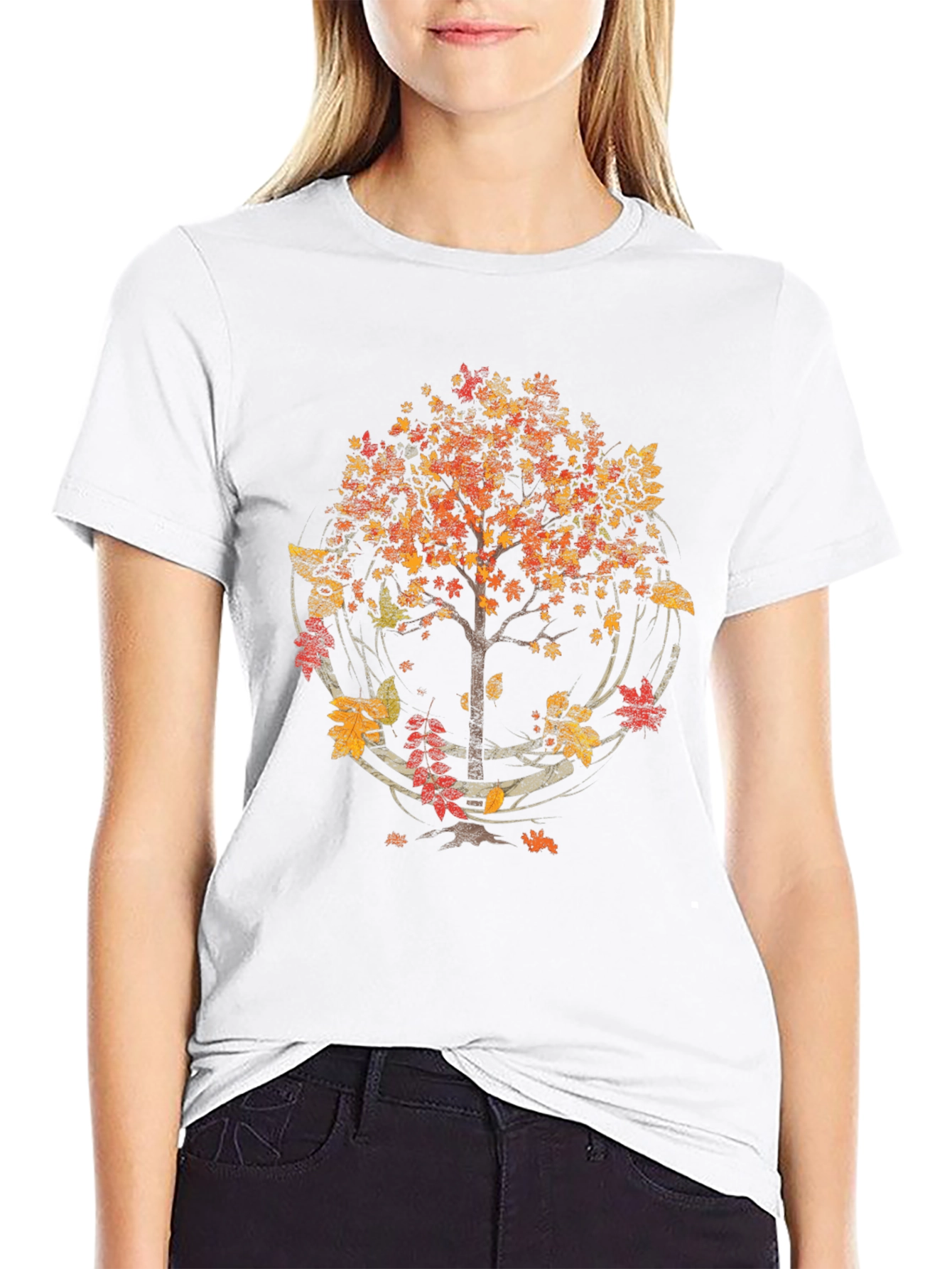 Autumn Tree Graphic T-Shirt - Black