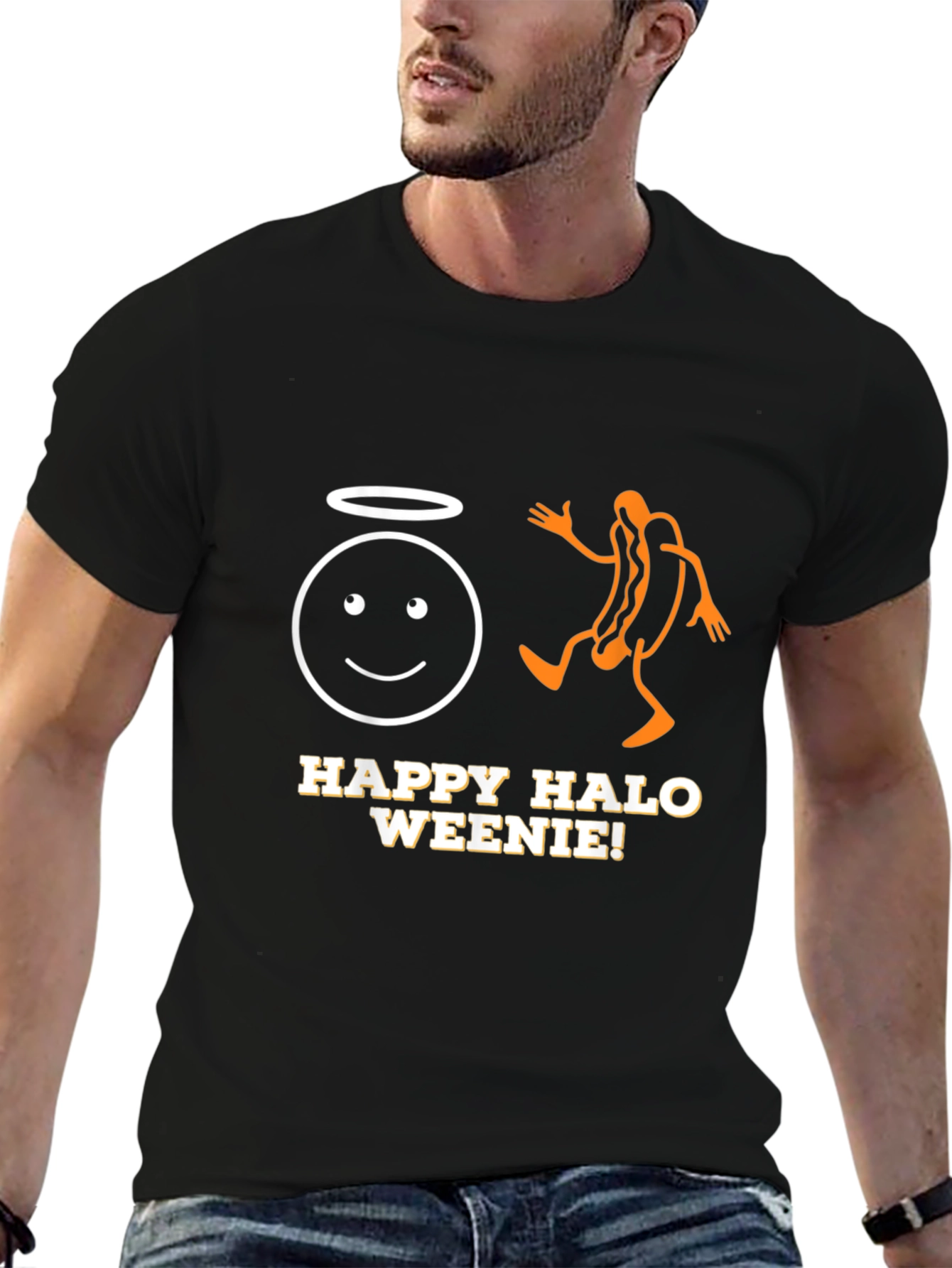 Happy Halo Weenie T-Shirt - Funny Graphic Tee