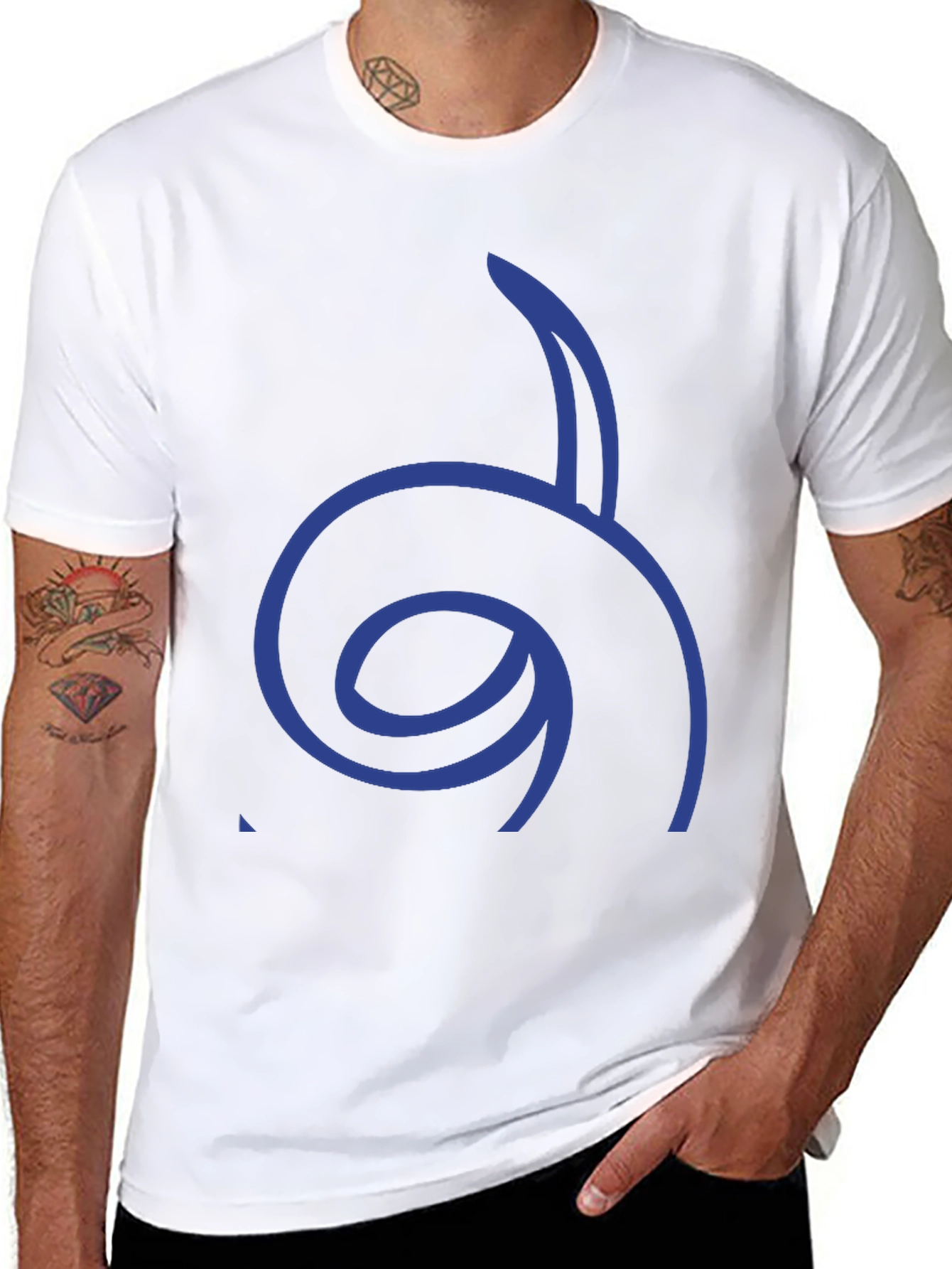Cool Graphic Tee - Blue Spiral Design
