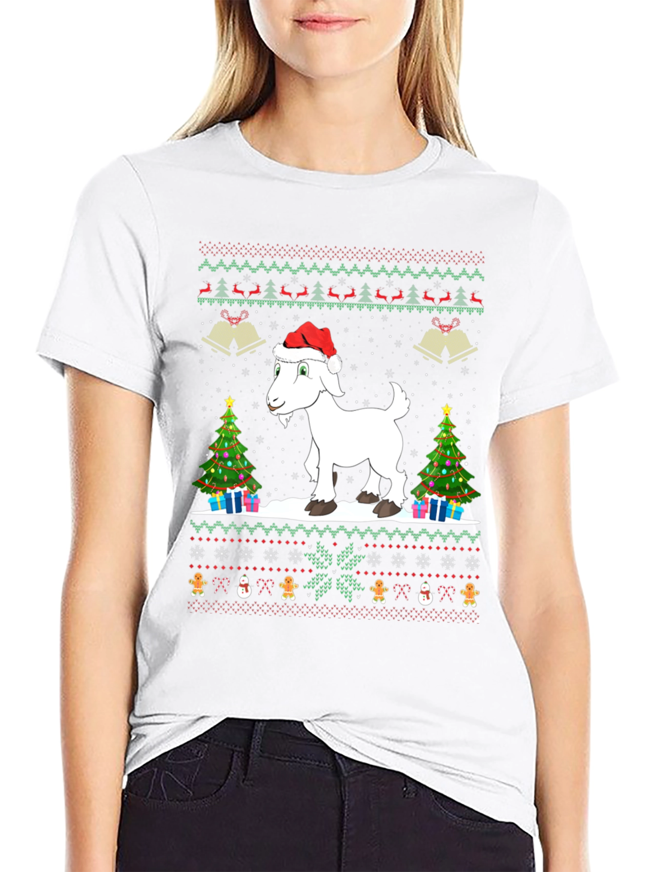 Festive Goat Christmas Ugly Sweater T-Shirt