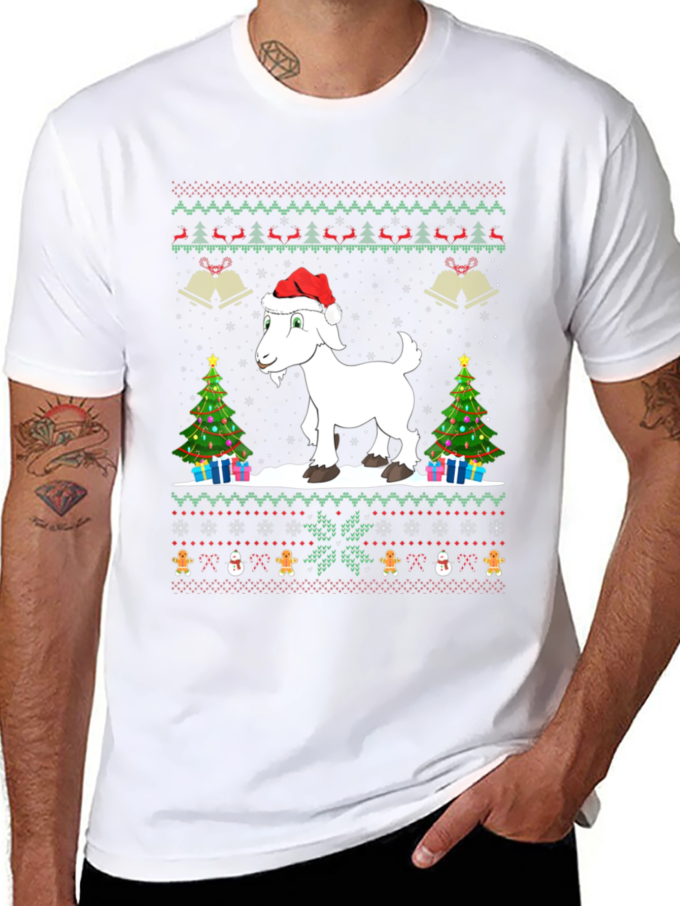 Festive Goat Christmas Ugly Sweater T-Shirt