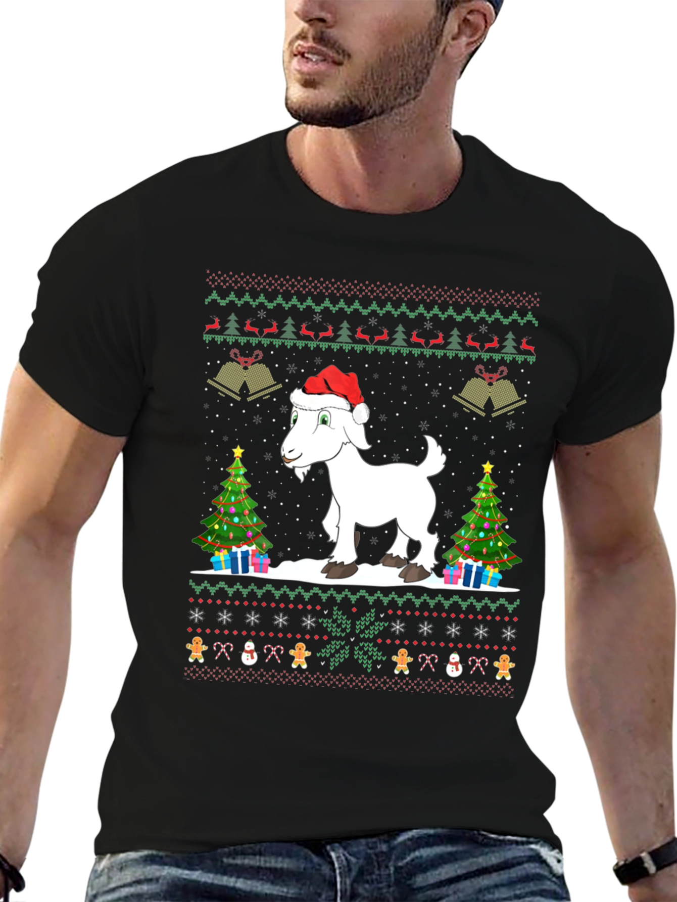 Festive Goat Christmas Ugly Sweater T-Shirt