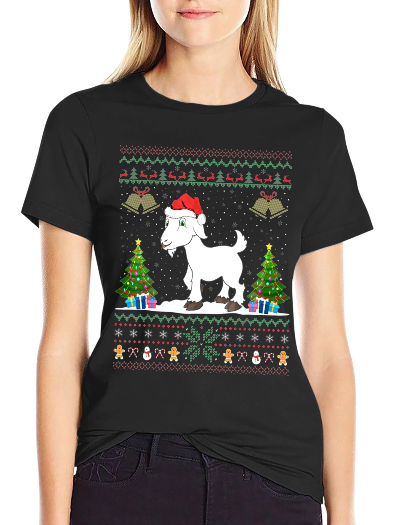 Festive Goat Christmas Ugly Sweater T-Shirt