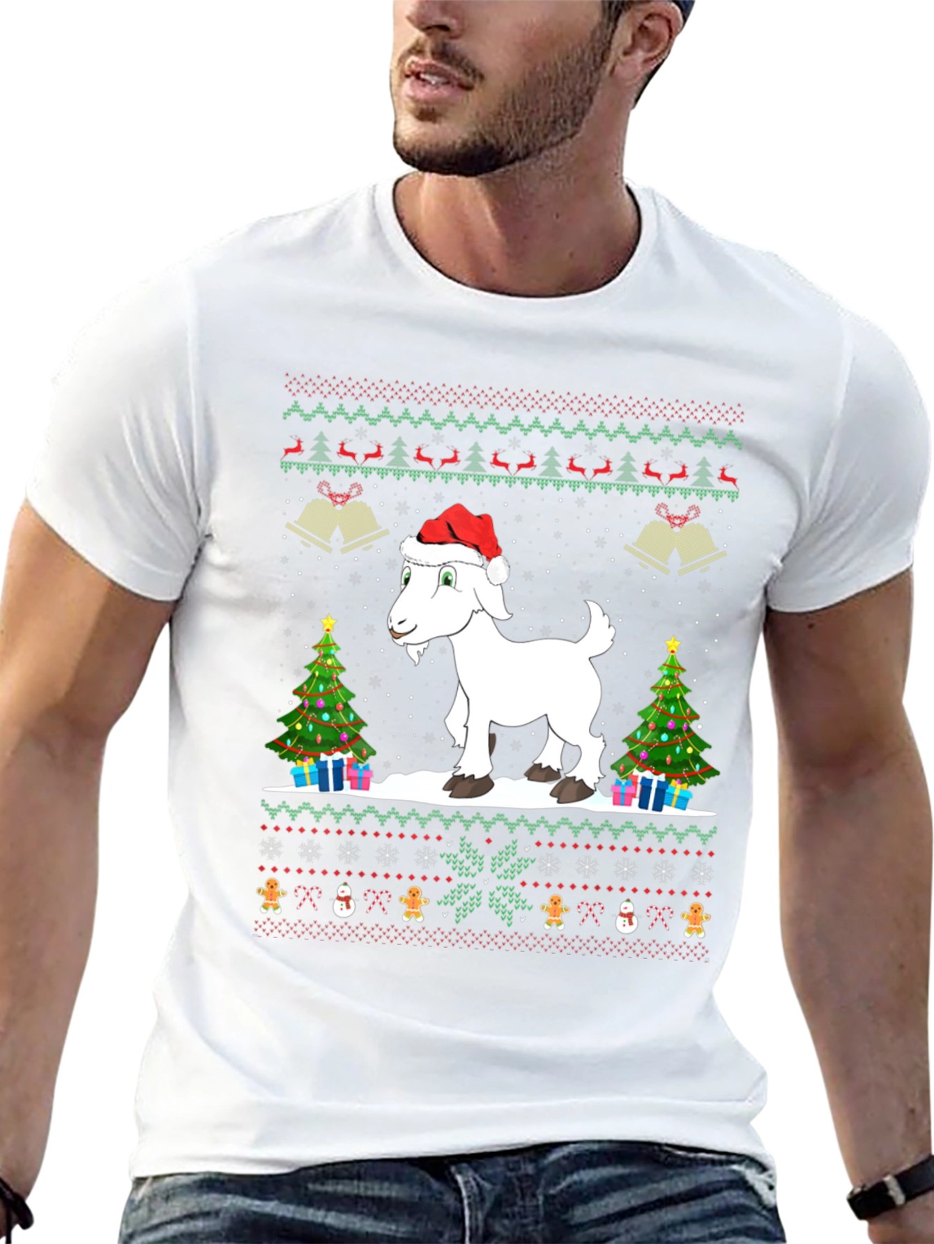Festive Goat Christmas Ugly Sweater T-Shirt