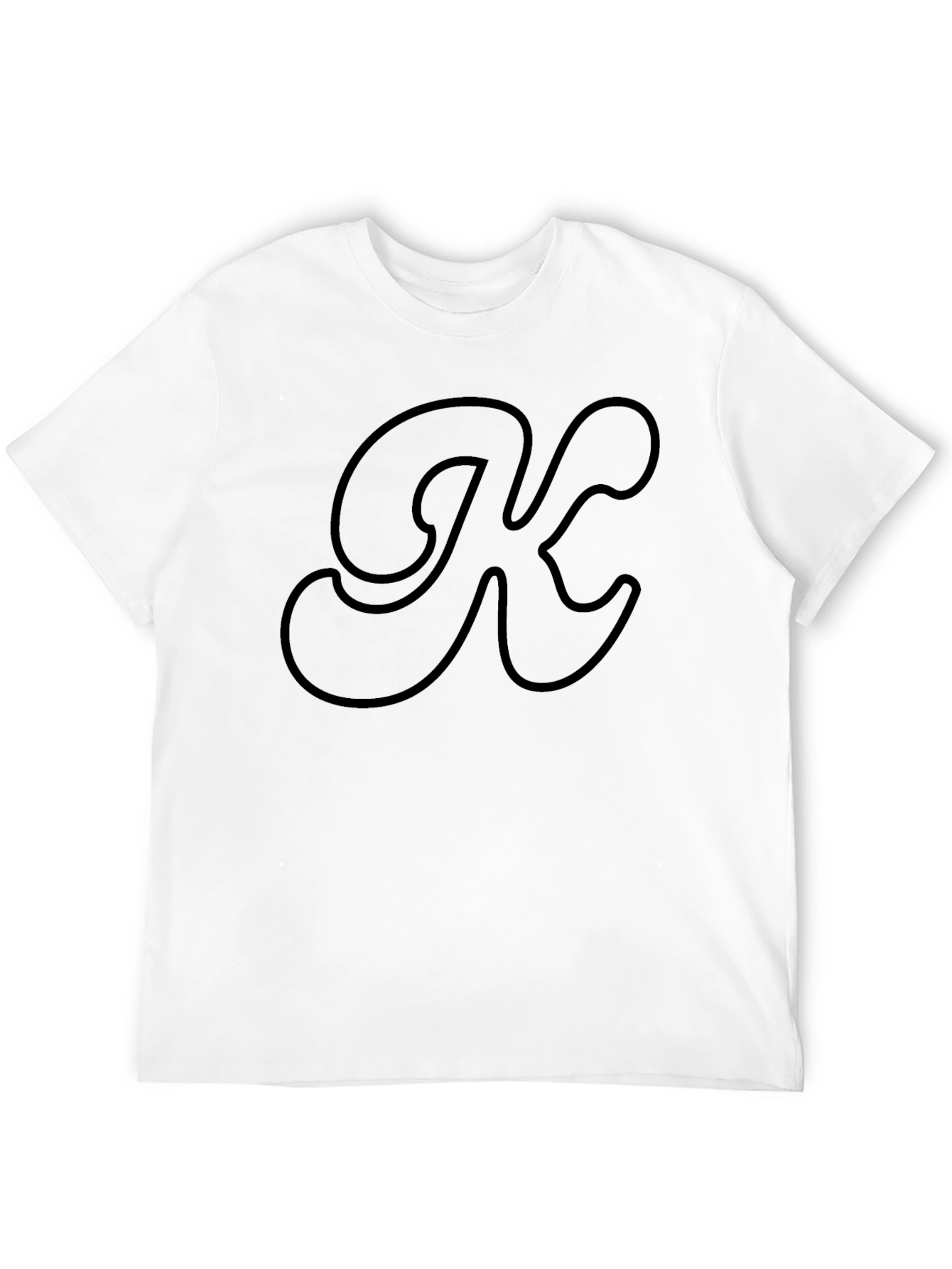 Letter K Graphic Tee - Black Cotton Casual Shirt