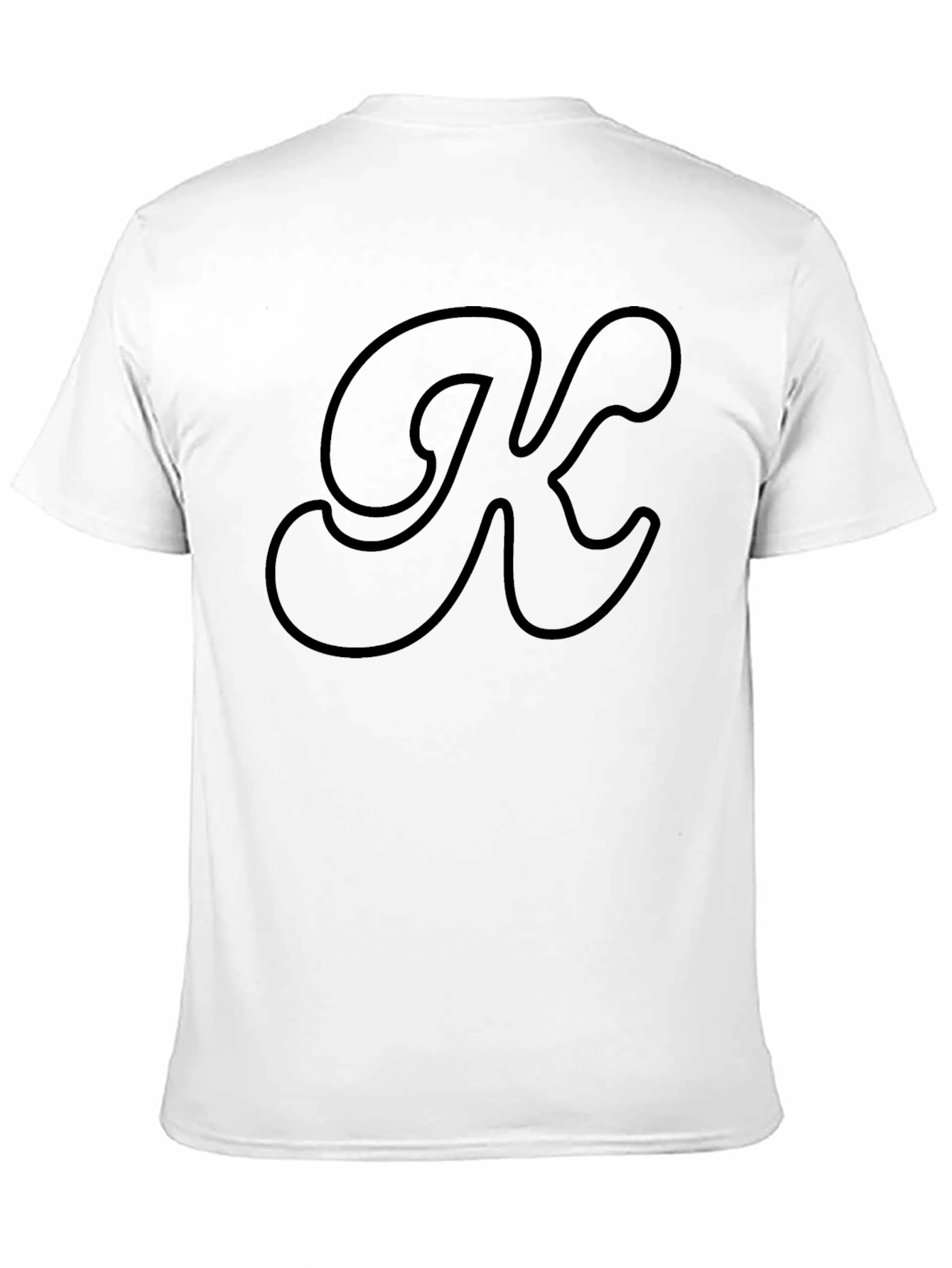 Letter K Graphic Tee - Black Cotton Casual Shirt