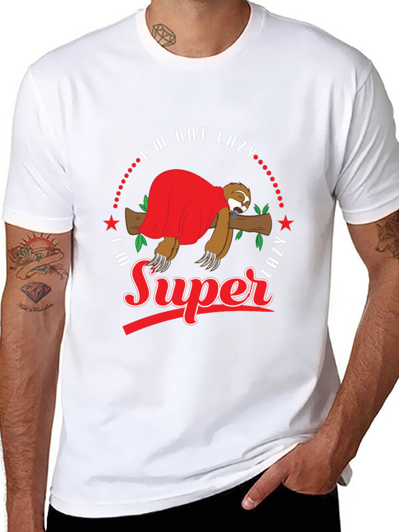 Funny Sloth Super Lazy Graphic Print T-Shirt