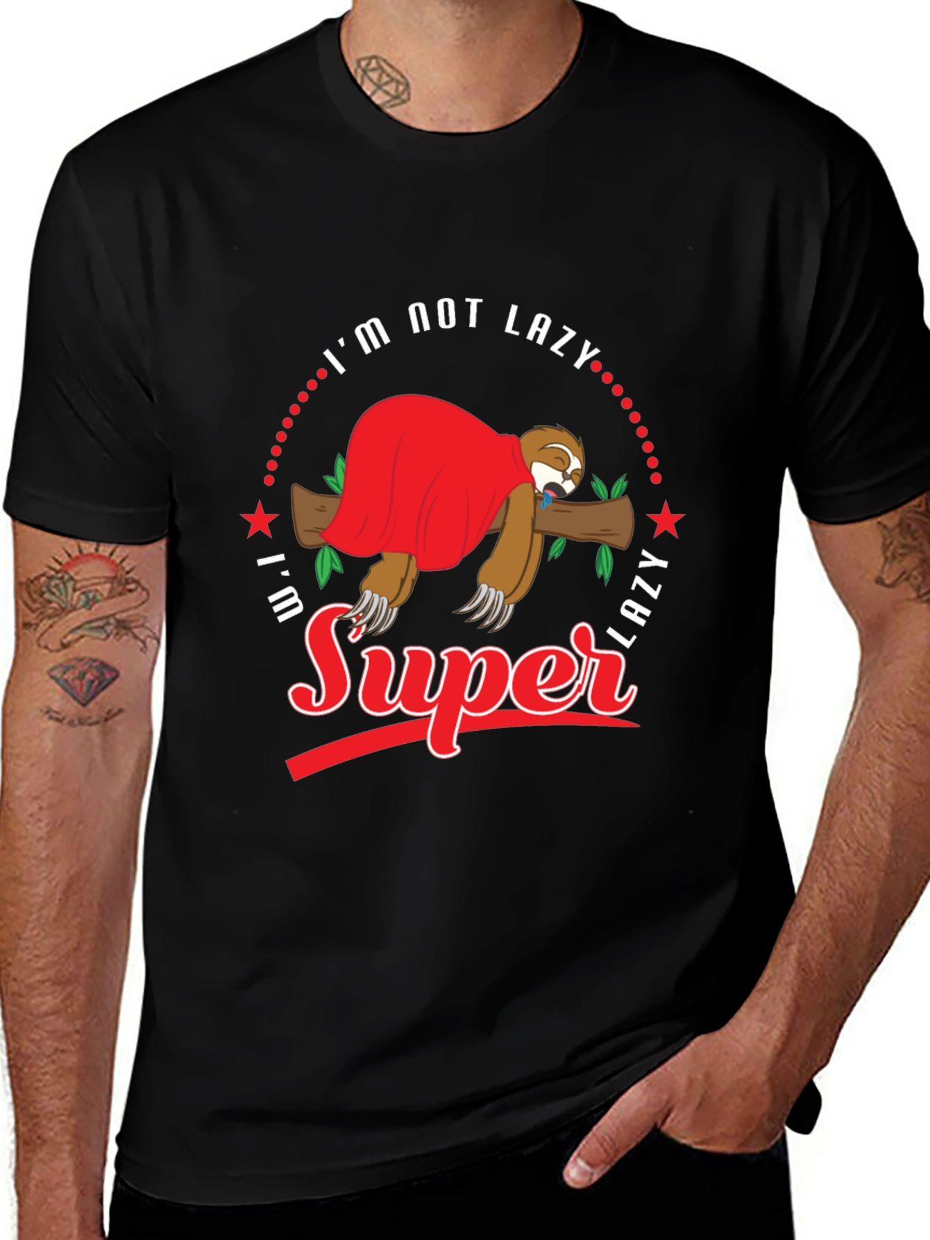 Funny Sloth Super Lazy Graphic Print T-Shirt