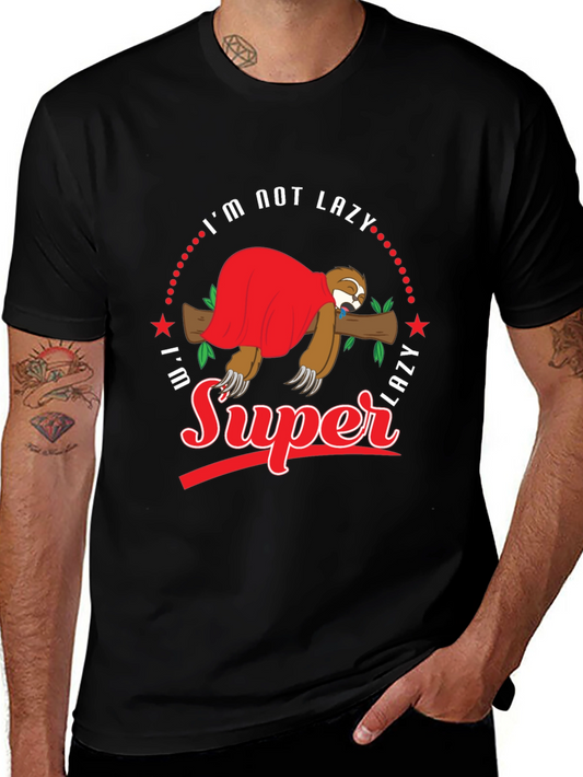 Funny Sloth Super Lazy Graphic Print T-Shirt