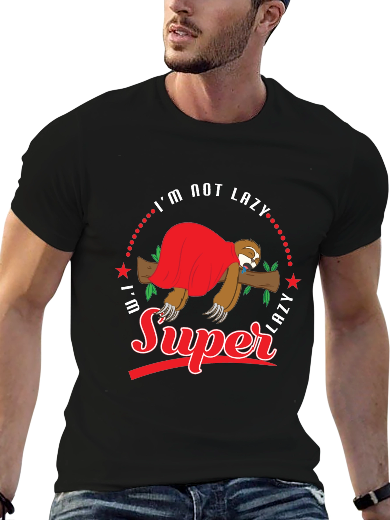 Funny Sloth Super Lazy Graphic Print T-Shirt