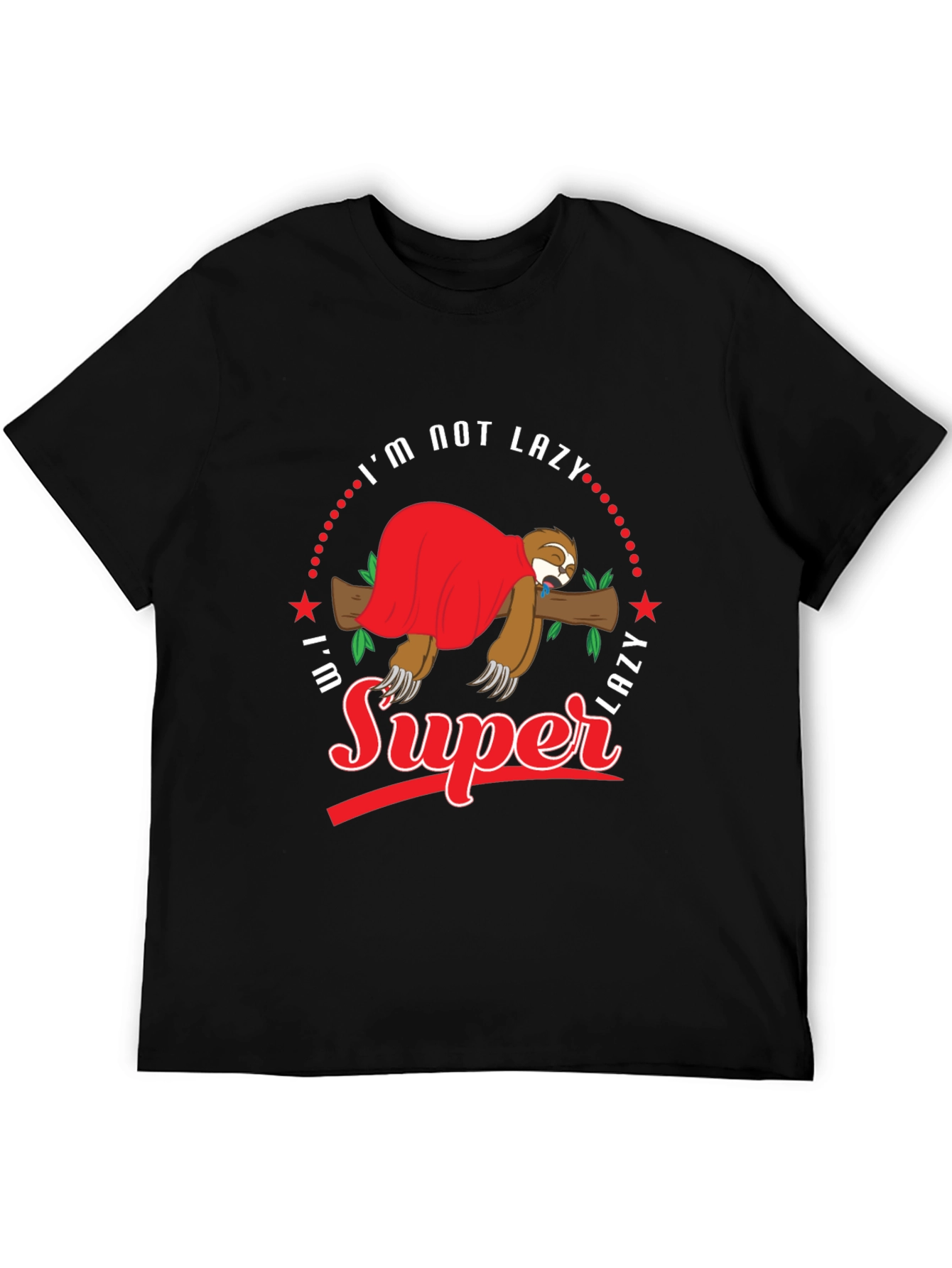 Funny Sloth Super Lazy Graphic Print T-Shirt