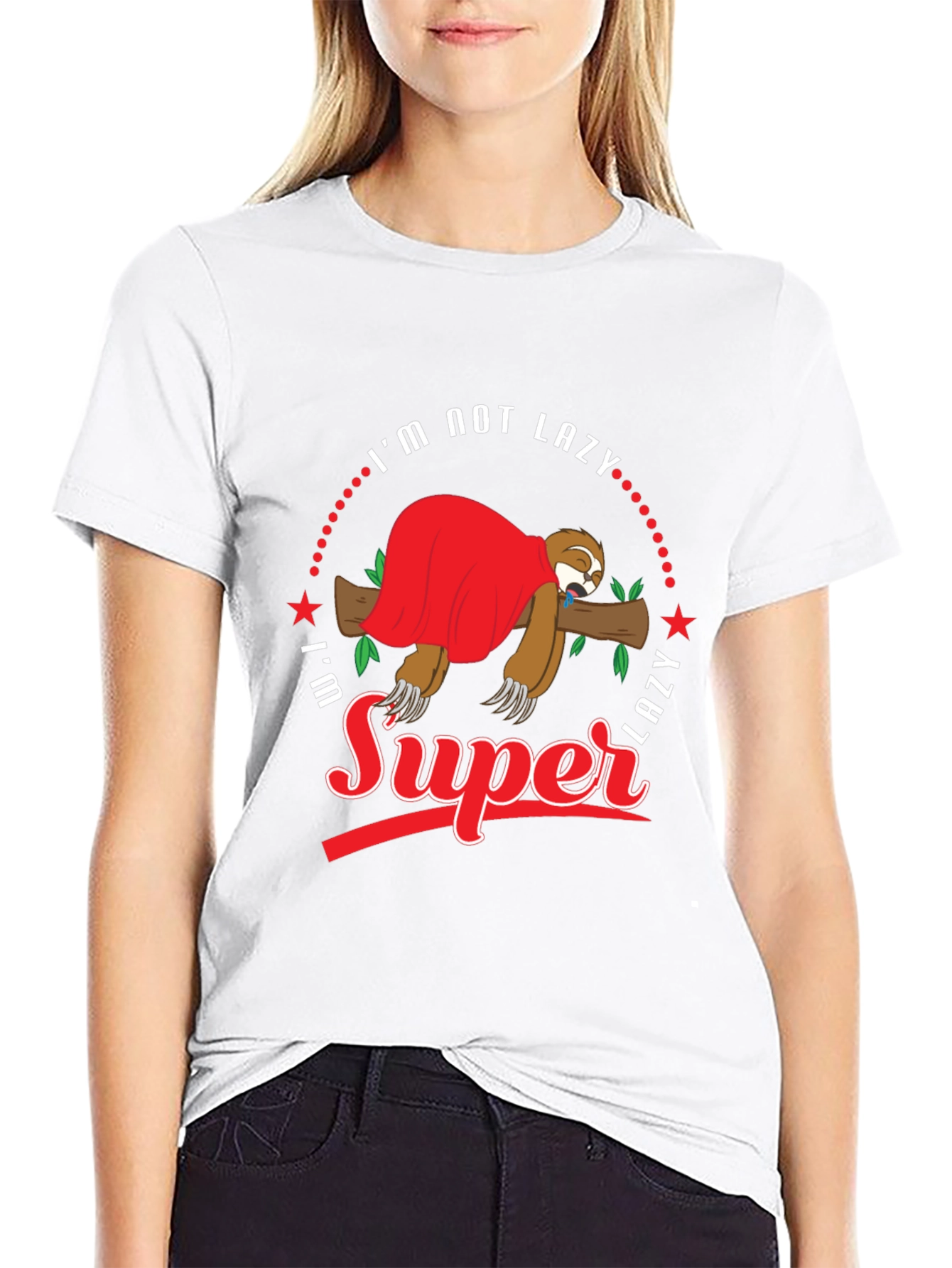 Funny Sloth Super Lazy Graphic Print T-Shirt