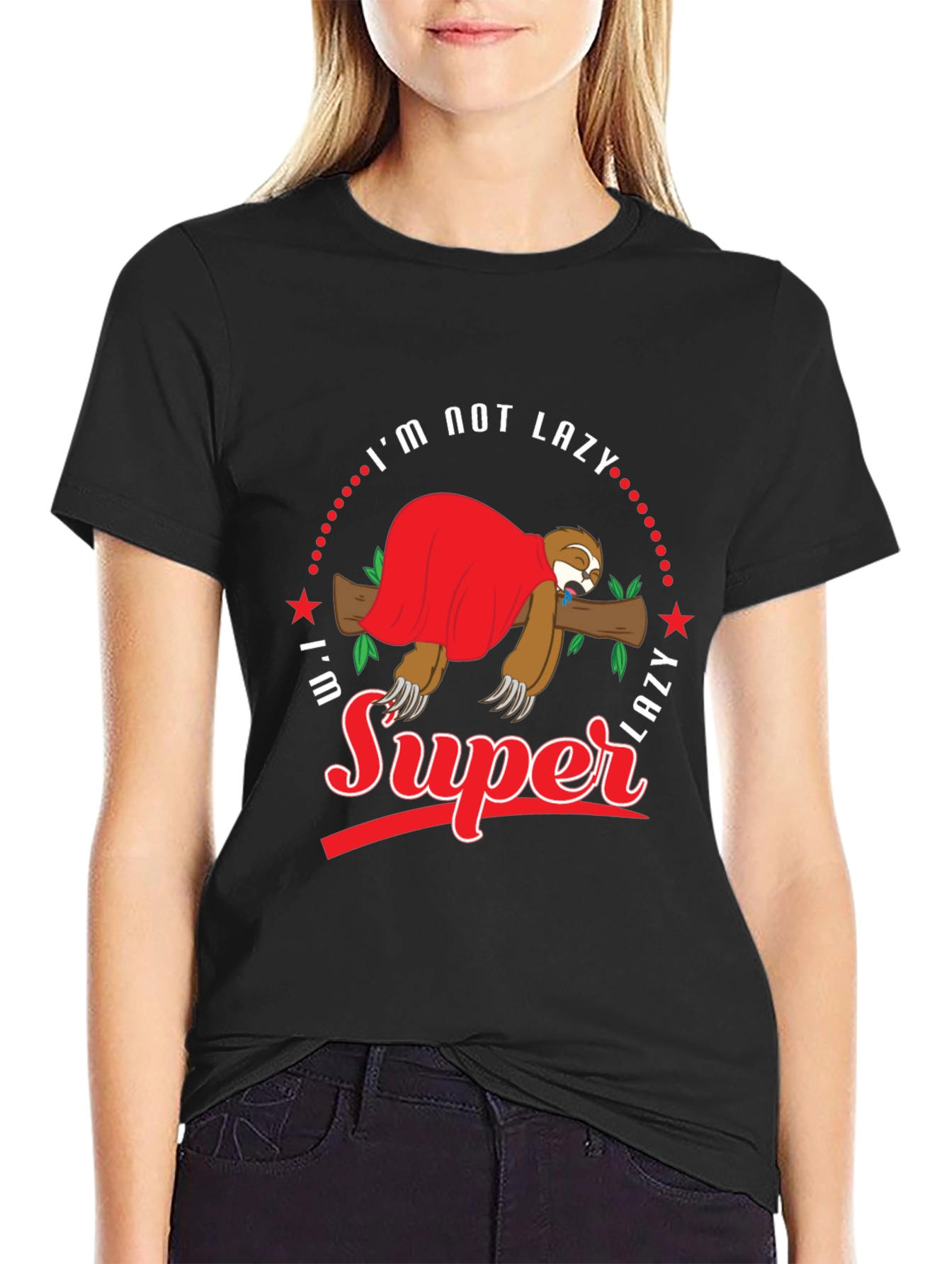 Funny Sloth Super Lazy Graphic Print T-Shirt