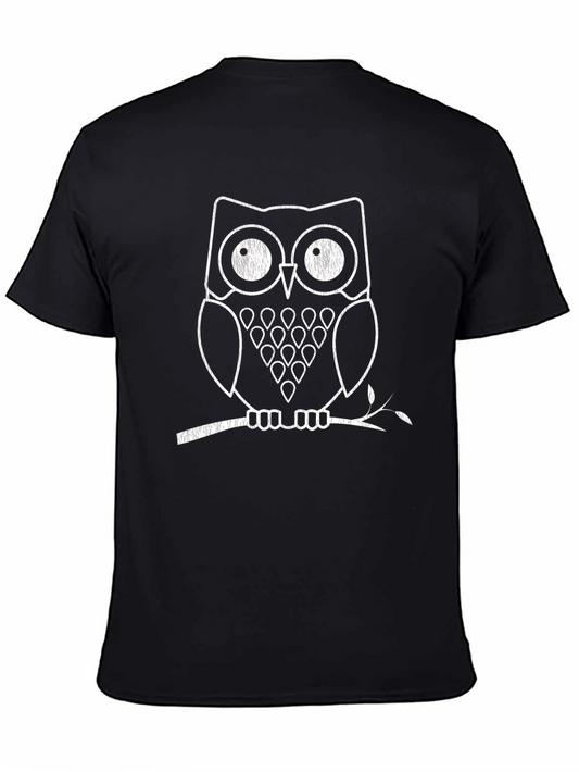 Owl Graphic Tee - Black Cotton T-Shirt