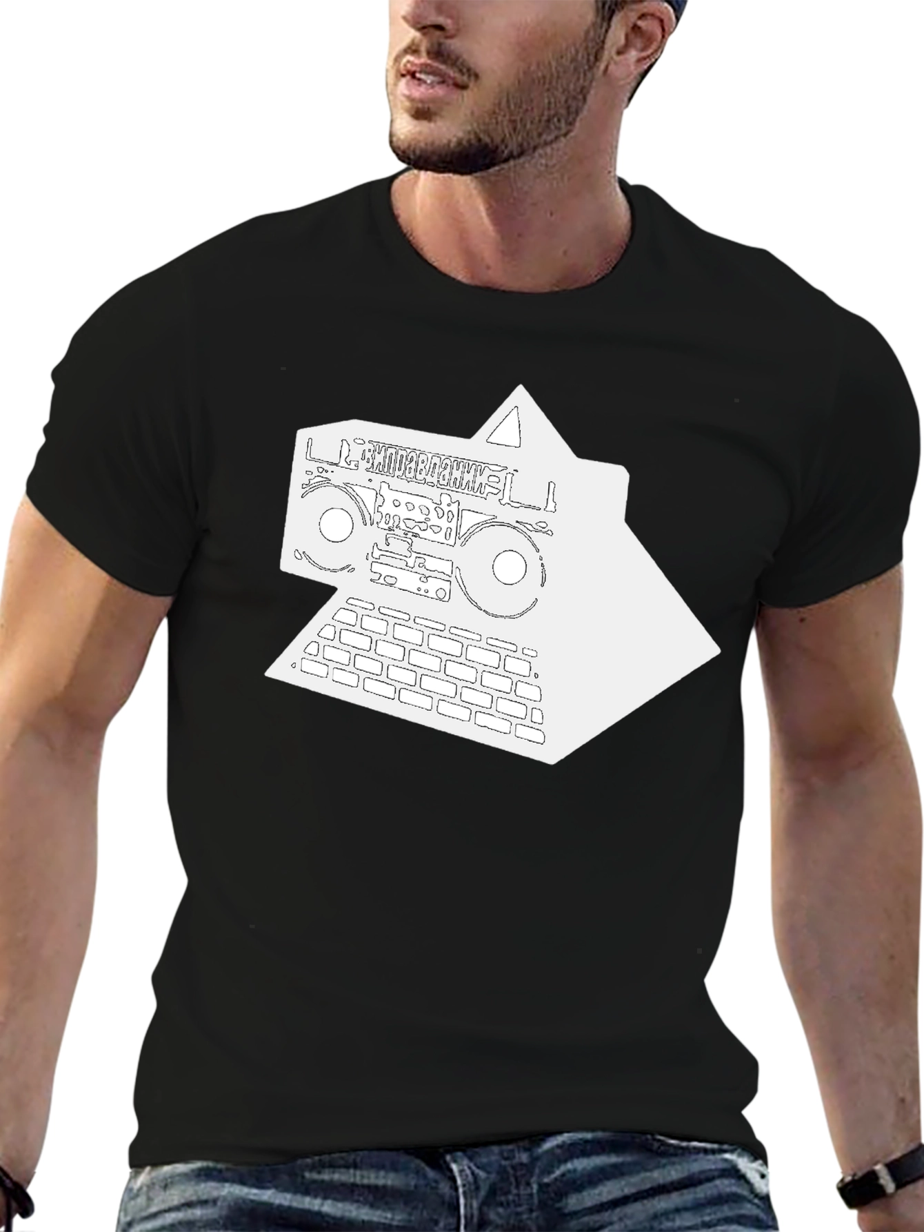 Boombox Keyboard T-Shirt - Retro Style