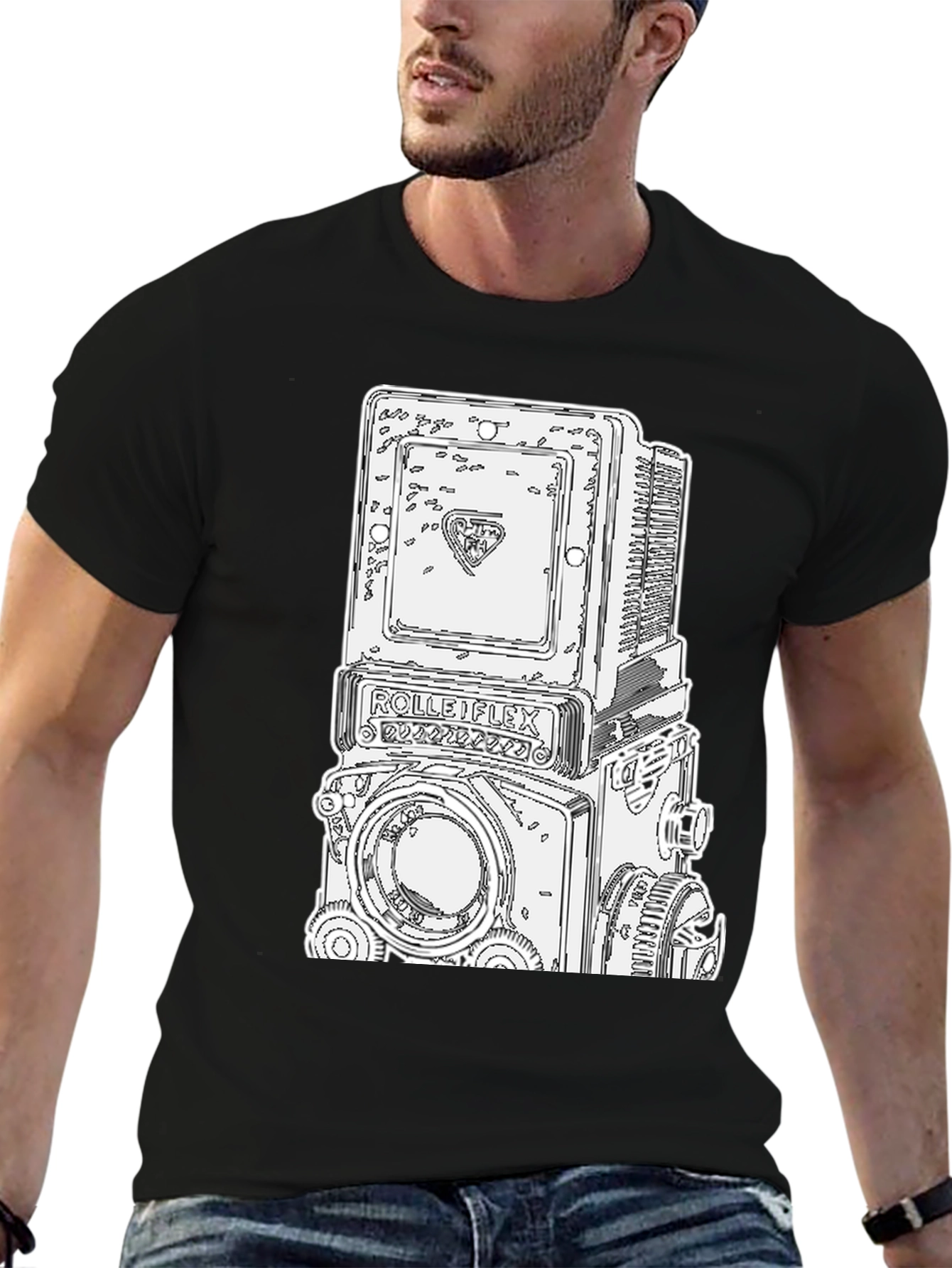Retro Camera Graphic Tee - Black