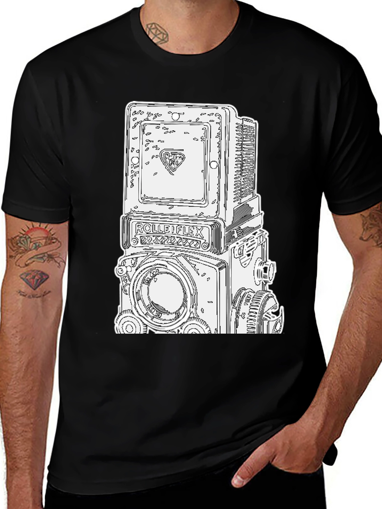 Retro Camera Graphic Tee - Black