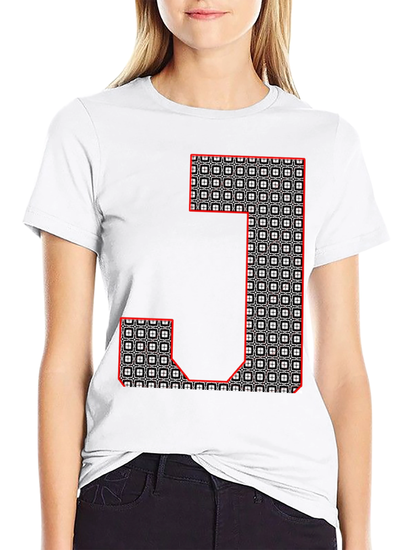 Geometric J Graphic Tee - Black Casual Shirt