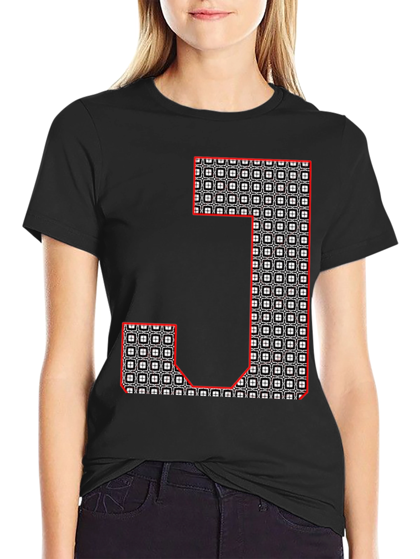 Geometric J Graphic Tee - Black Casual Shirt